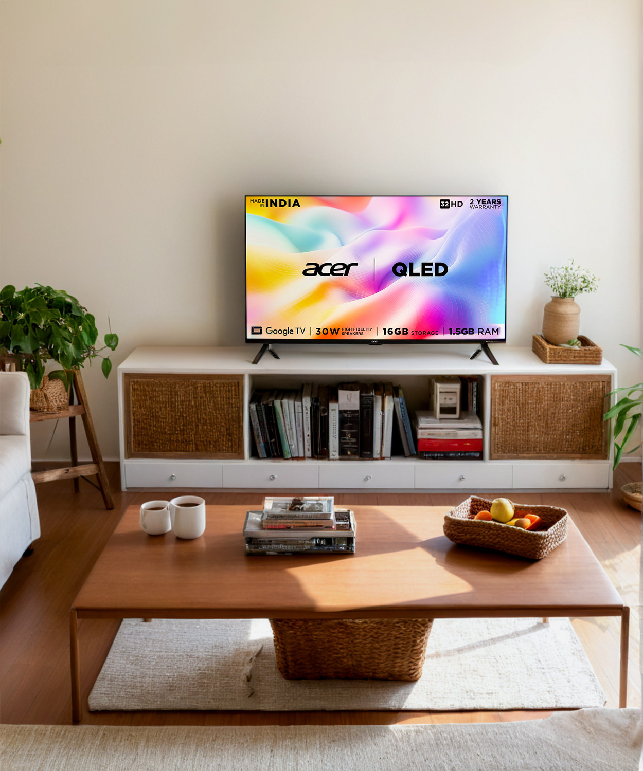 Image of Acer V Series 80 cm (32 inch) QLED HD Ready Smart Google TV with 30W Dolby Audio, 1.5GB RAM, 16GB Storage