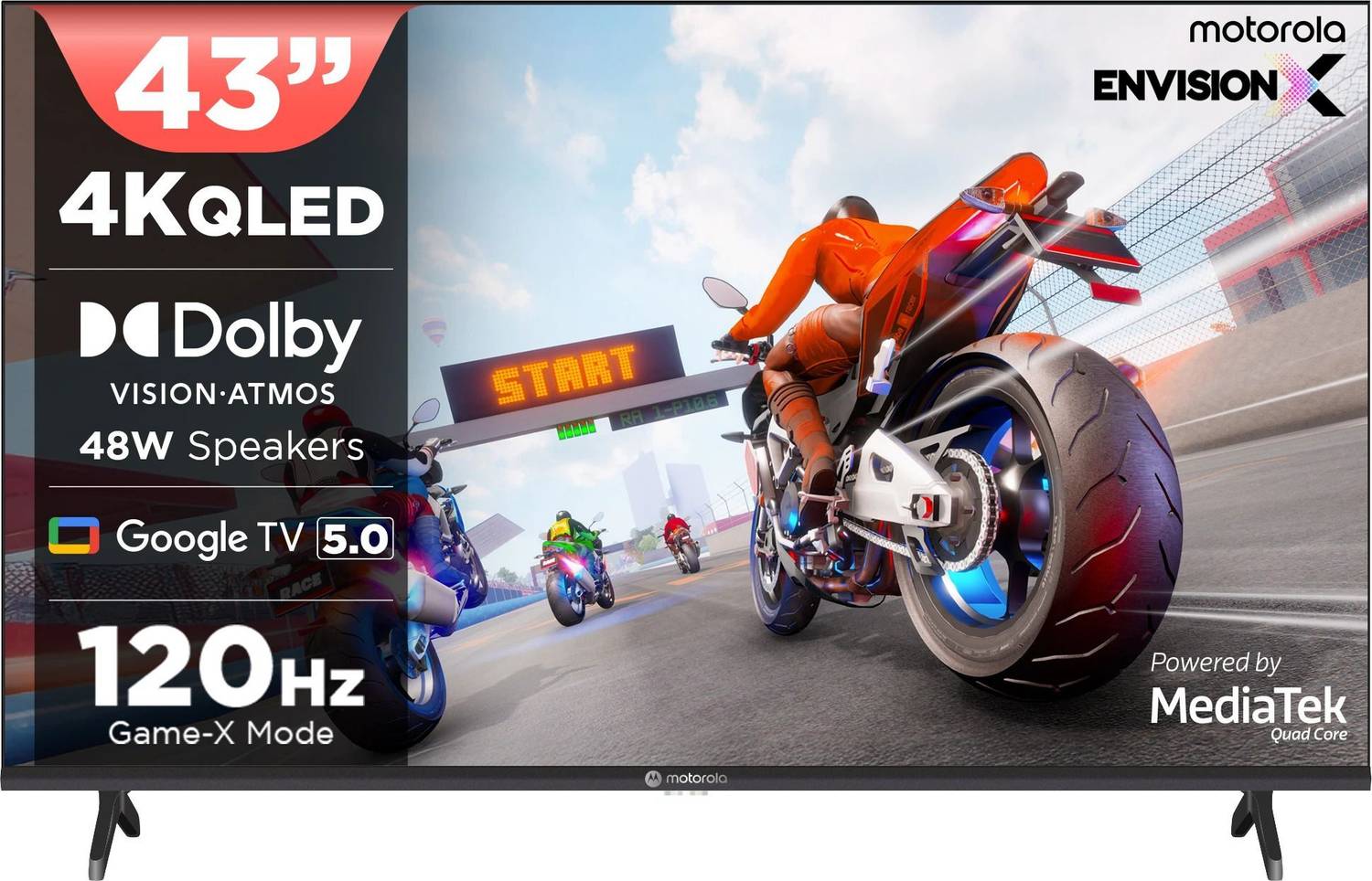 MOTOROLA 109 cm (43 inch) QLED Ultra HD (4K) Smart Google TV with