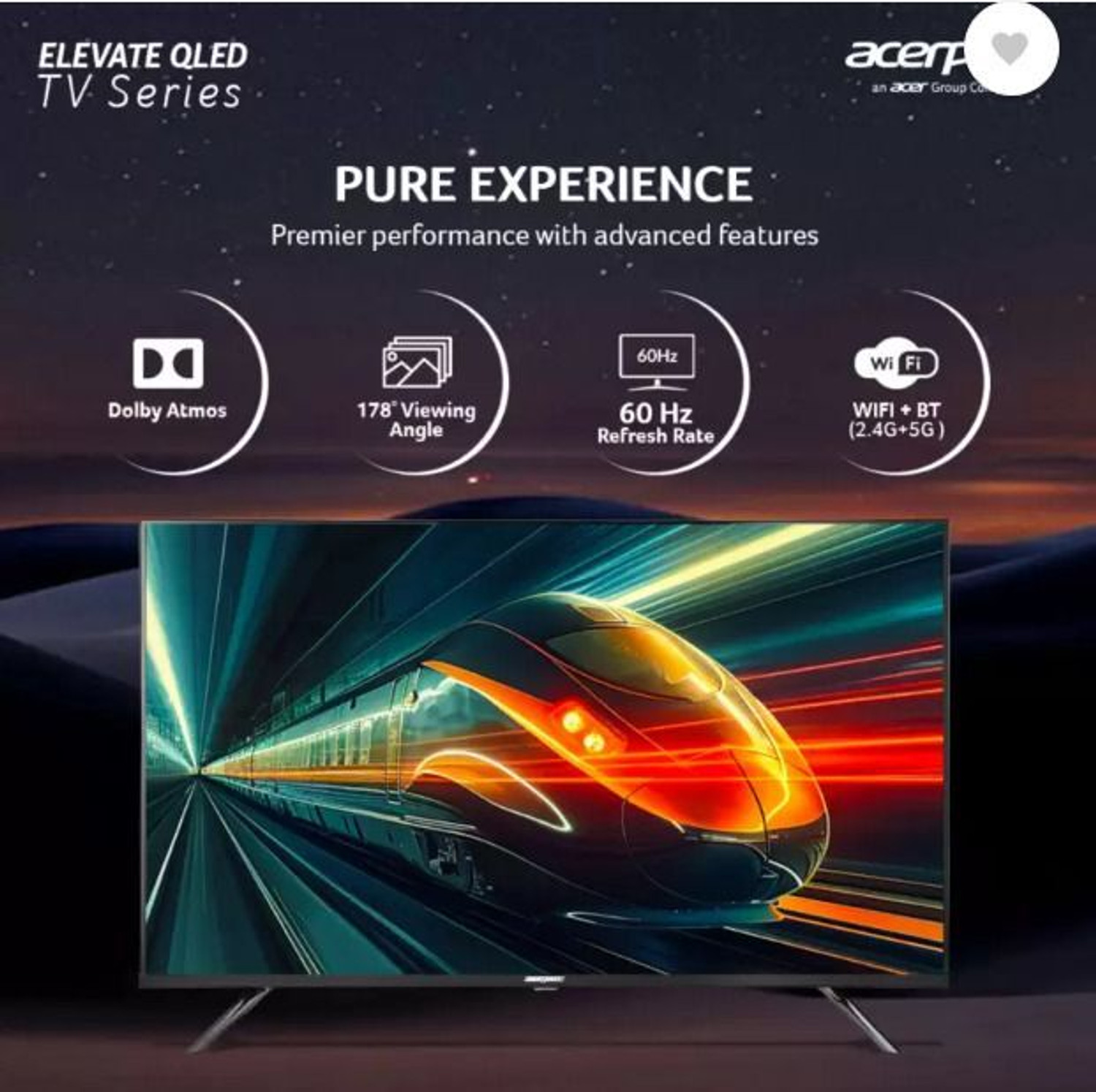 Image of acerpure by Acer Elevate Tv 139 cm (55 inch) QLED Ultra HD (4K) Smart Google TV with Bezel-Less | Google OS | VRR | ALLM | Dolby ATMOS