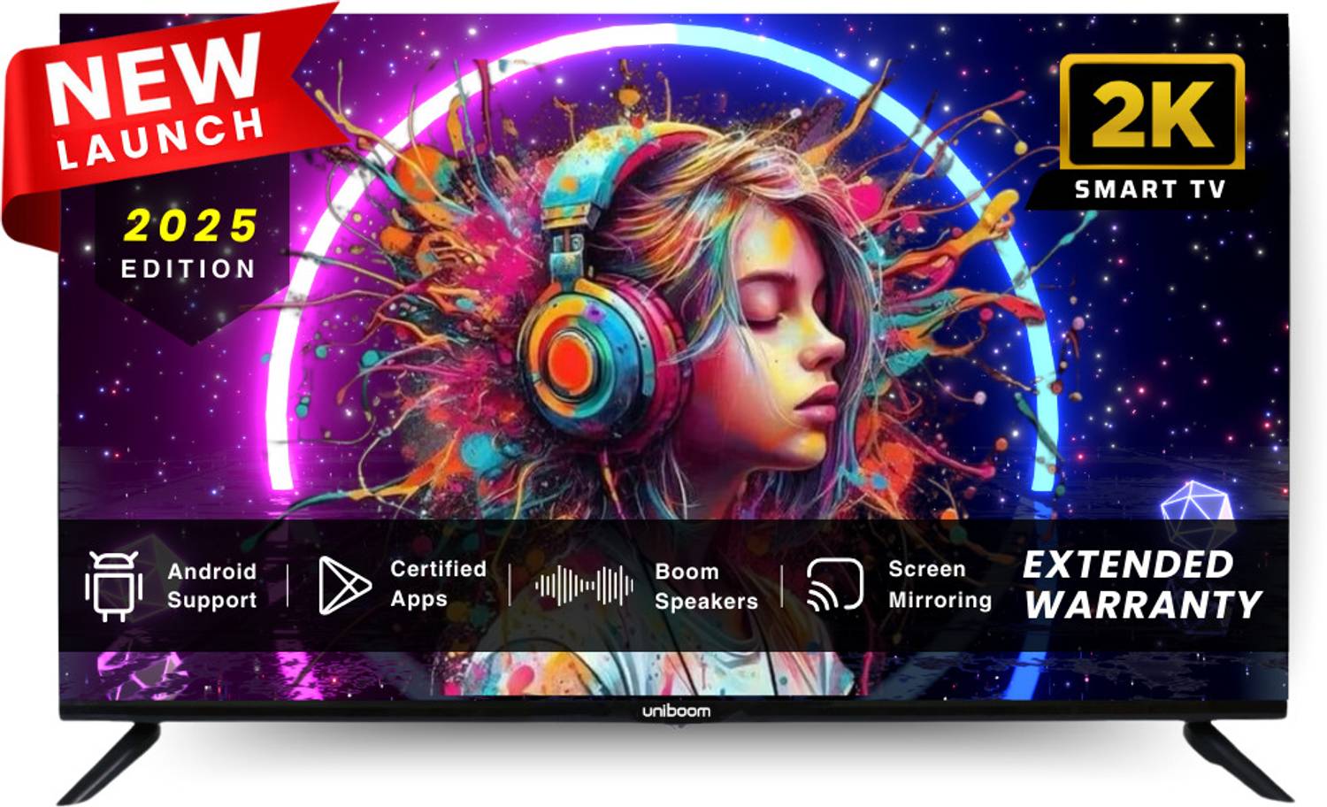 Uniboom ULTIMA 102 cm (40 inch) Full HD LED Smart Android TV with 30W Sonic Boom Speakers- Aura Vision+ Display - Mobile Screen Cast - 1000+ Smart Apps - Games