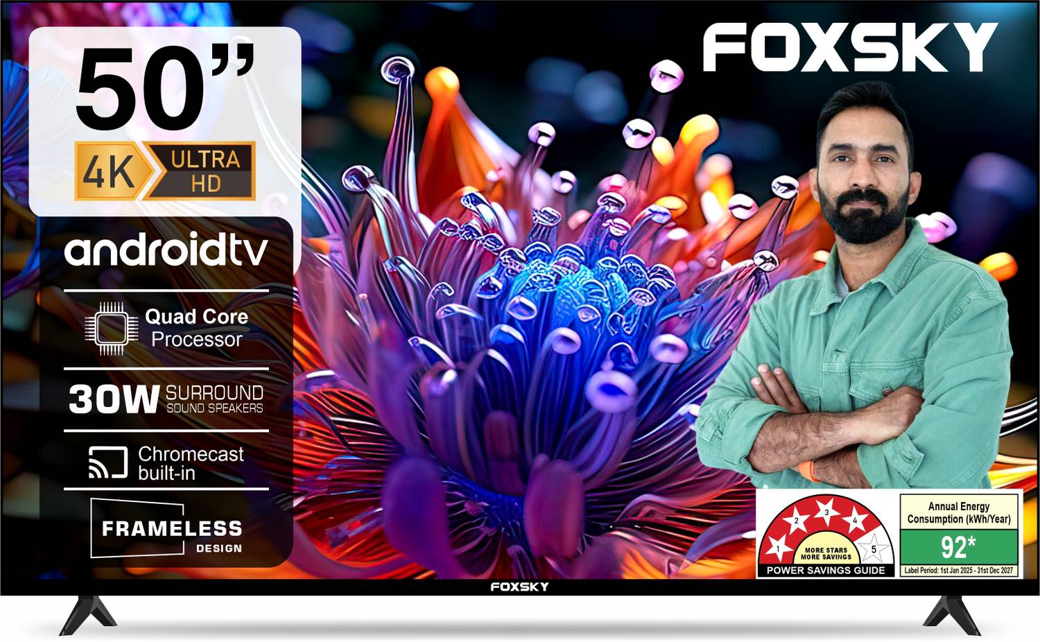 Foxsky 127 cm (50 inch) Ultra HD (4K) LED Smart Android TV (50FS-