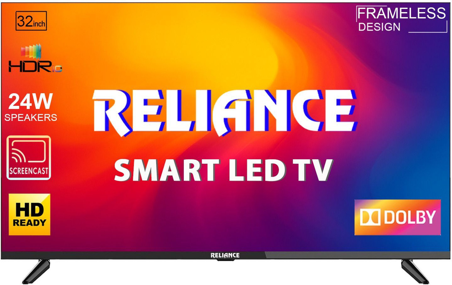 Image of Reliance 80 cm (32 inch) HD Ready LED Smart Android TV 2025 Edition with 24 W Front Boom Speakers | 1000+ Smart Apps | Mobile Screen Connect | Wifi | Games