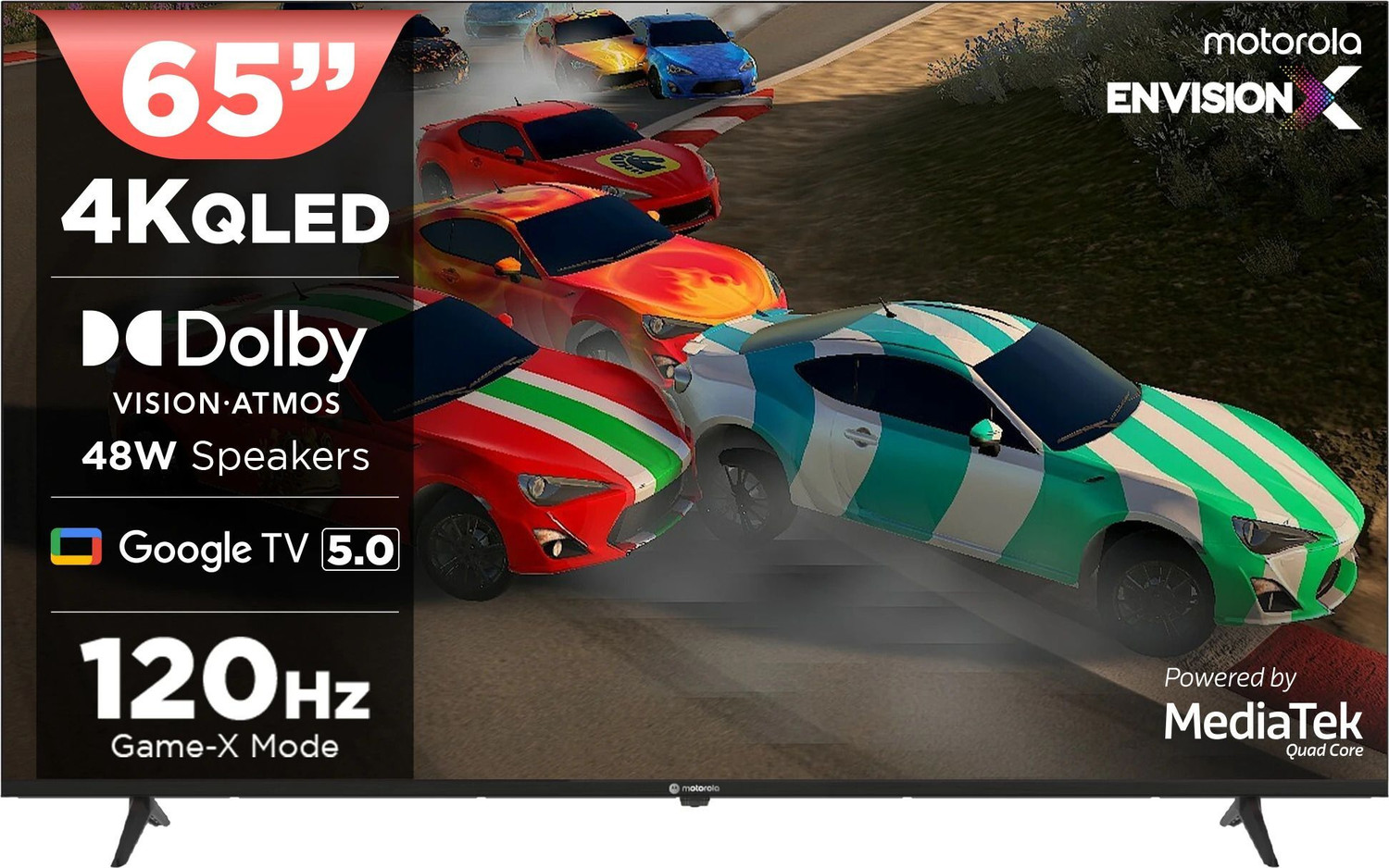 Image of MOTOROLA 165 cm (65 inch) QLED Ultra HD (4K) Smart Google TV with 5.0 with 48 W speaker, 120Hz Game accelerator, and Dolby Atmos