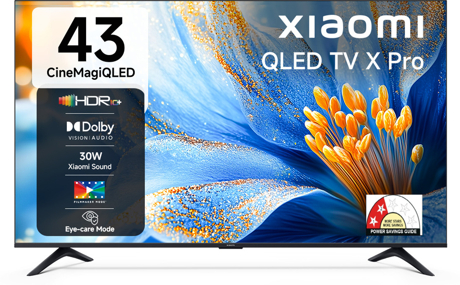 Image of XIAOMI X Pro CineMagiQLED 108 cm (43 inch) QLED Ultra HD (4K) Smart Google TV with Dolby Vision | HDR 10+ | 32 GB Storage | 30W Dolby Audio | Xiaomi Sound | Film-maker Mode| Mi TV