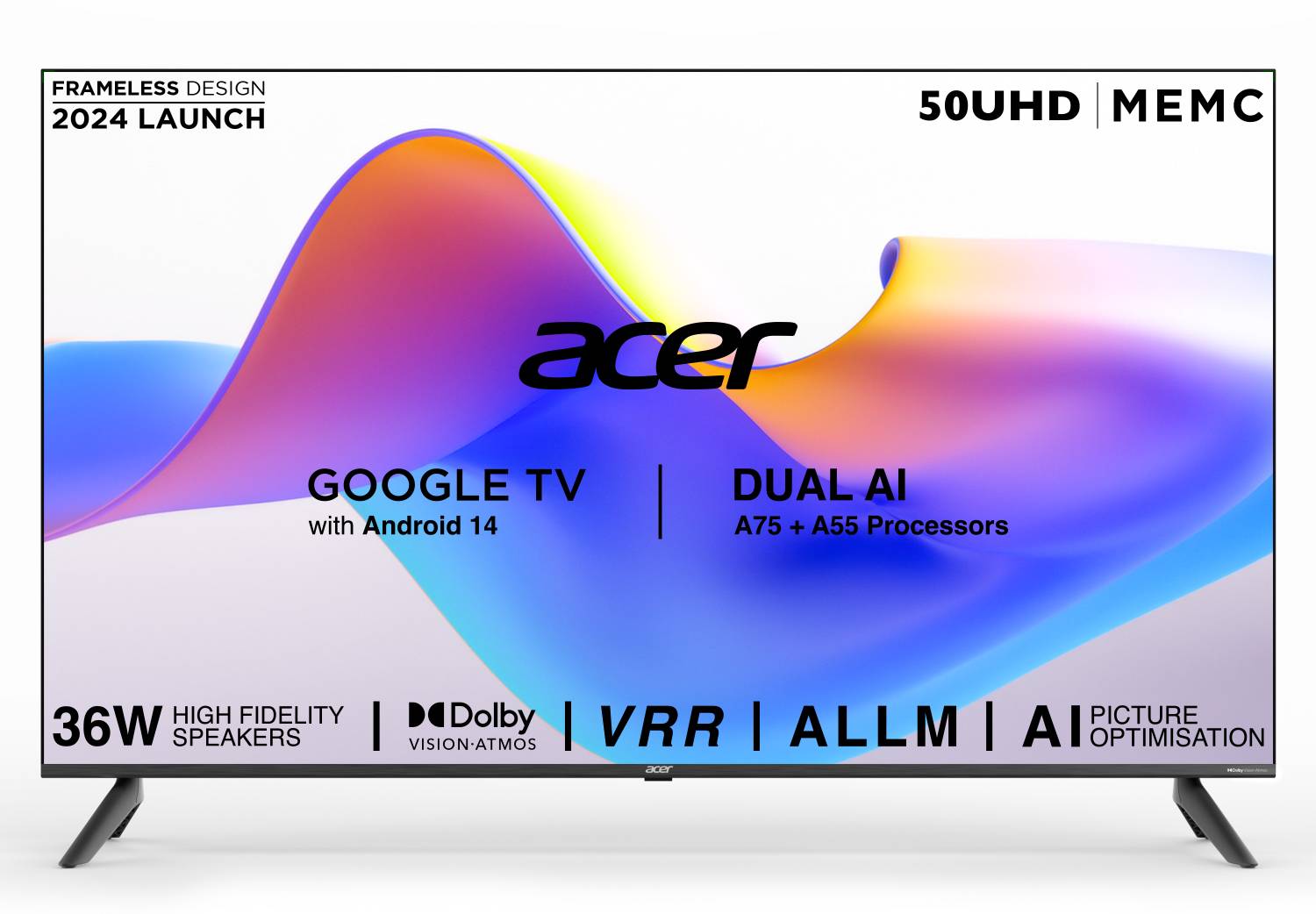 Acer I PRO Series 127 cm (50 inch) Ultra HD (4K) LED Smart Google TV with Android 14 (Black) | MEMC | ALLM | VRR | AI Picture Optimisation | 36W Speakers | Dolby Vision-Atmos price history chart and lowest price