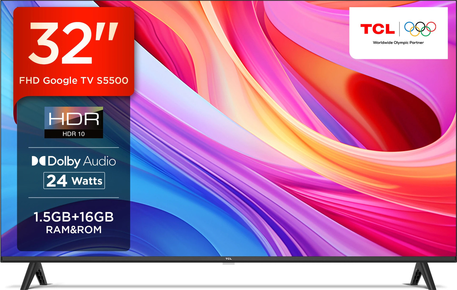 Image of TCL 32S5500 79.97 cm (32 inch) Full HD LED Smart Google TV 2024 Edition with 1.5 GB RAM + 16 GB ROM