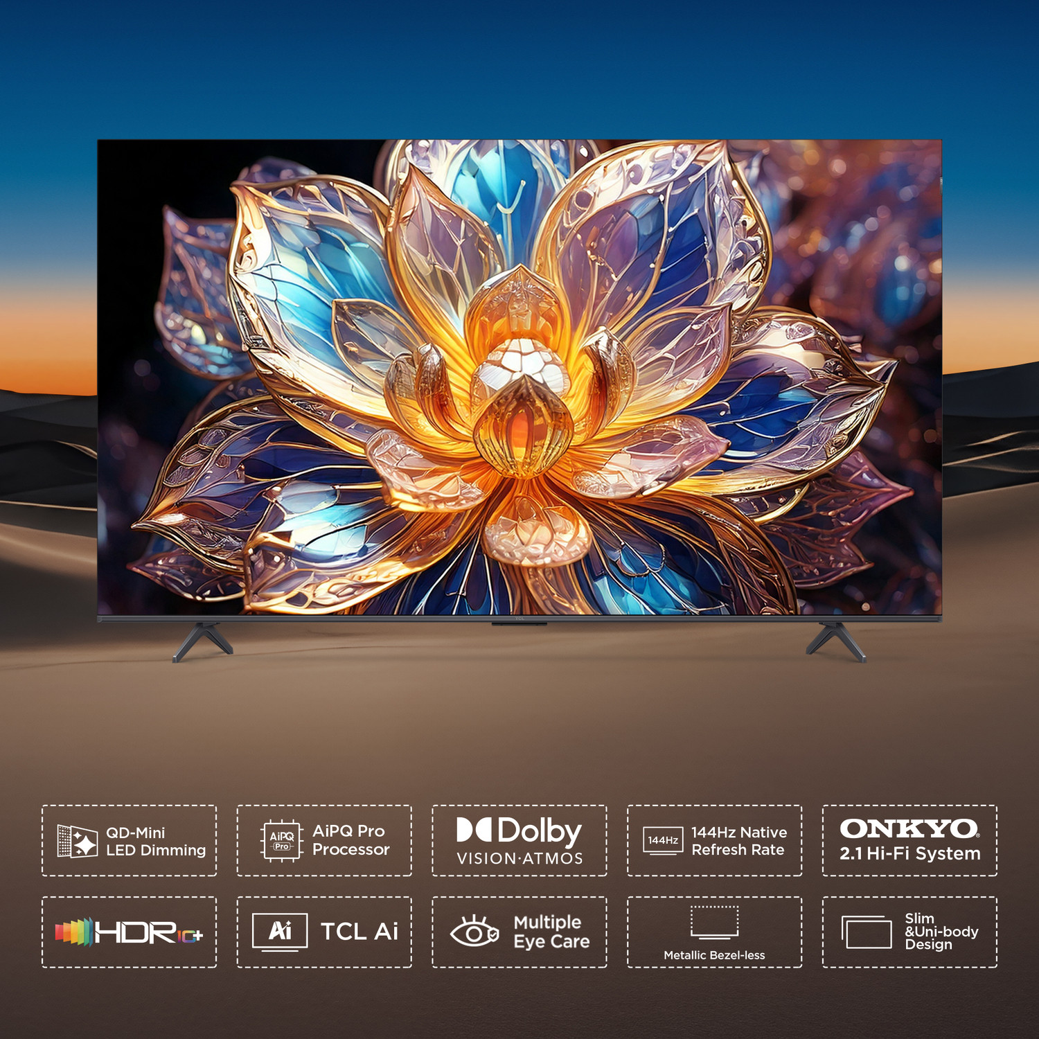 Image of TCL QD-Mini LED Dimming T89D 189.31 cm (75 inch) QLED Ultra HD (4K) Smart Google TV 2026 Edition with TCL Ai HVA Panel Dolby Vision- Atmos, 42W ONKYO 2.1 Hi-Fi System Native Refresh Rate 144Hz, DLG 288Hz MEMC 120 Hz