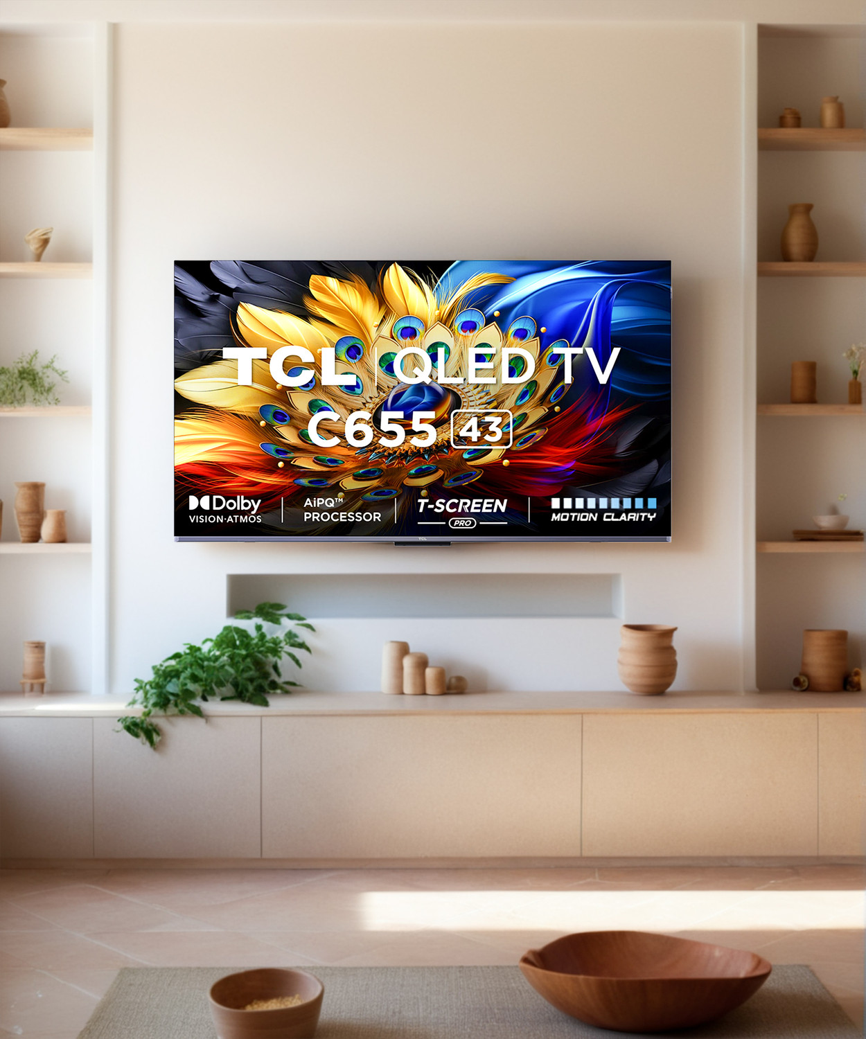 Image of TCL C655 108 cm (43 inch) QLED Ultra HD (4K) Smart Google TV with T-SCREEN |Dolby Vision-Atmos | Hands-Free Voice Control