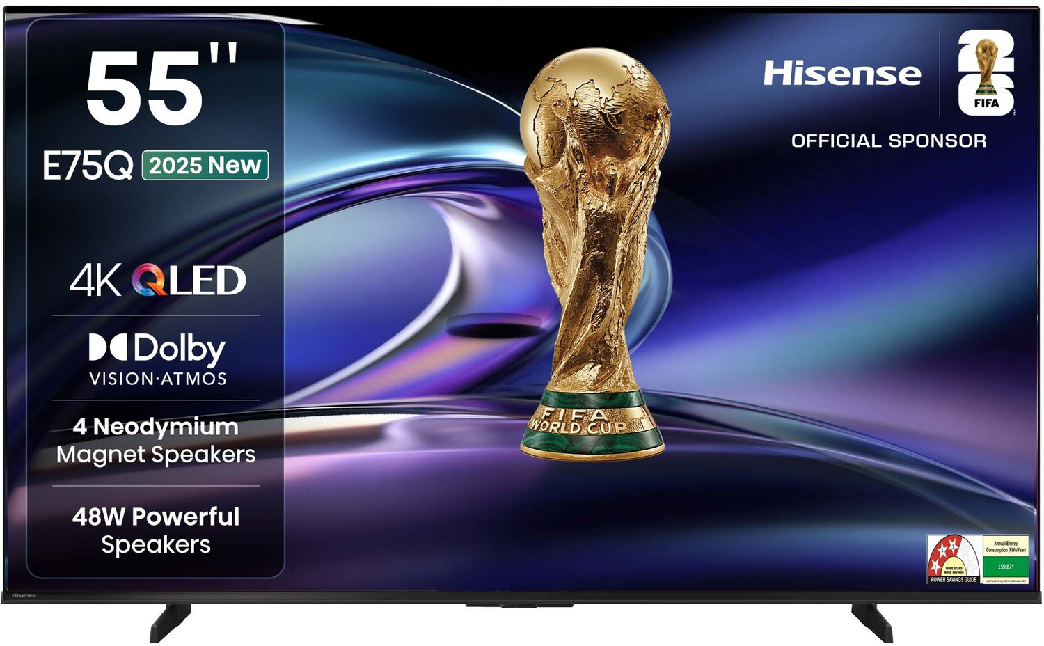 Image of Hisense 55E75Q 139 cm (55 inch) QLED Ultra HD (4K) Smart VIDAA TV with 4 Speakers 48W Powerful Speakers| Dolby Vision Atmos| Cricket Mode