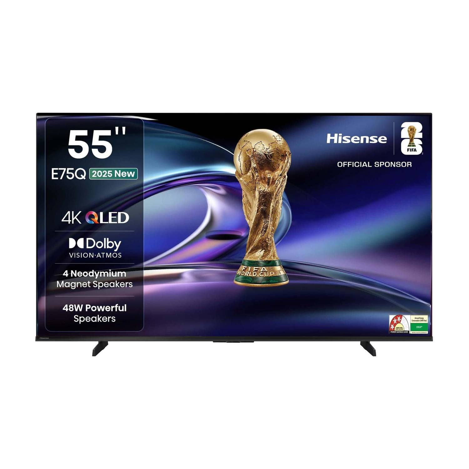Hisense 55E75Q 139 cm (55 inch) QLED Ultra HD (4K) Smart VIDAA TV with 48W Powerful Speakers , Dolby Vision-Atmos , Cricket Mode , Game Mode Plus , Hands-Free Voice Control , VIDAA OS