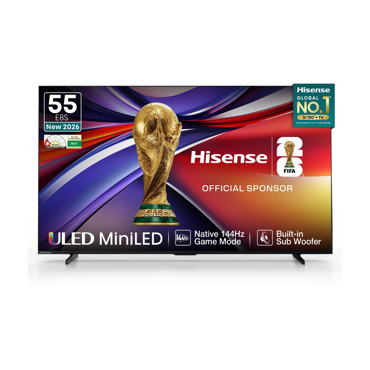 Image of Hisense 139 cm (55 inch) Ultra HD (4K) Mini LED Smart VIDAA TV 2026 Edition with Native 144Hz Game Mode, Hi-View AI Engine, Full Array Local Dimming Pro, Total HDR Solution, Built-in Subwoofer, Hands-Free Voice Control, VIDAA OS (55E8S)