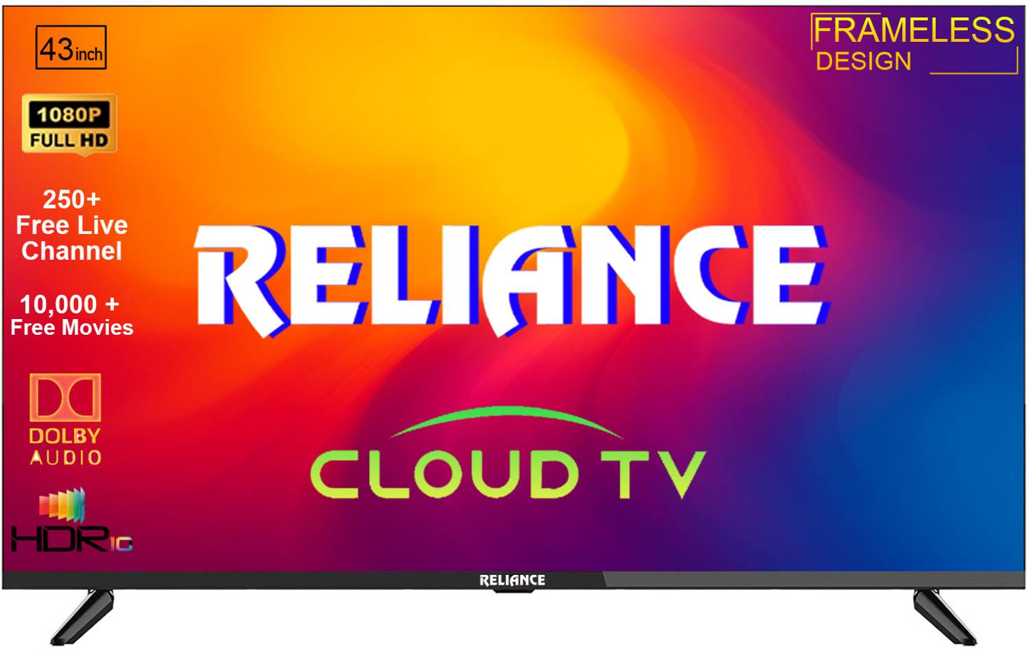 Reliance Cloud OS 108 cm (43 inch) Full HD LED Smart Android TV 2026 Edition with 250+ Live TV Channl Free, 10,000 Free Movie price history chart and lowest price