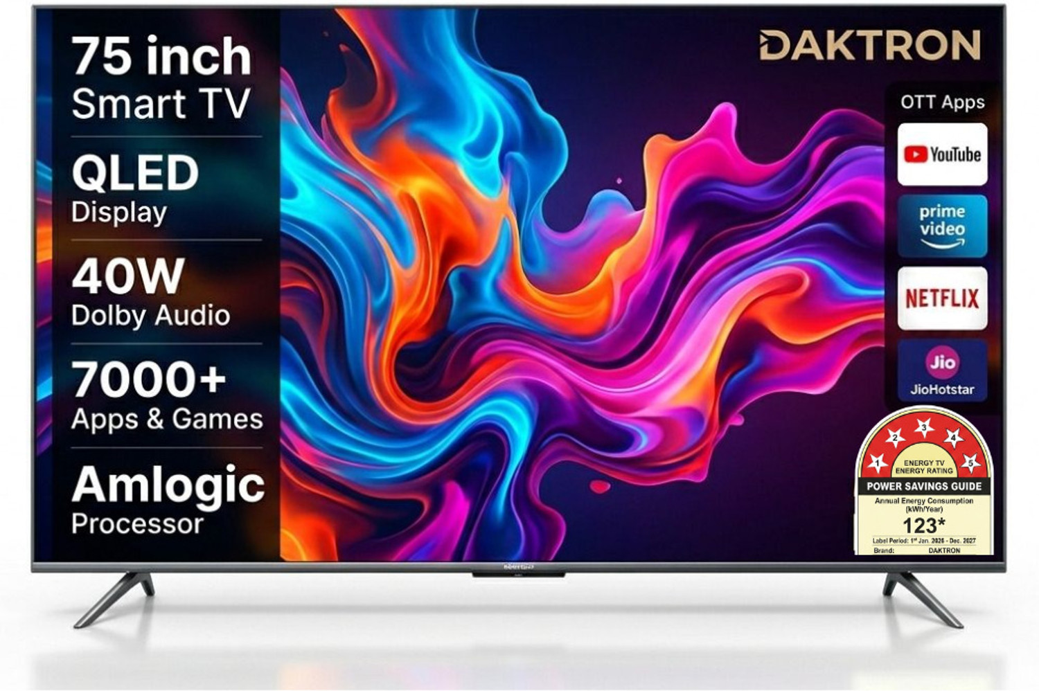 Image of DAKTRON Andorid Smart TV 189 cm (75 inch) QLED Ultra HD (4K) WebOS TV 2026 Edition with ANDORID Smart TV