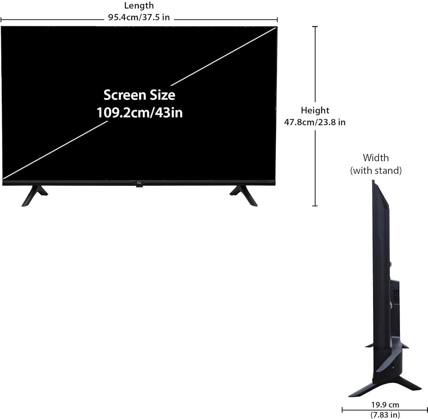 Image of NU 109.2 cm (43 inch) Ultra HD (4K) LED Smart Google TV with Mount