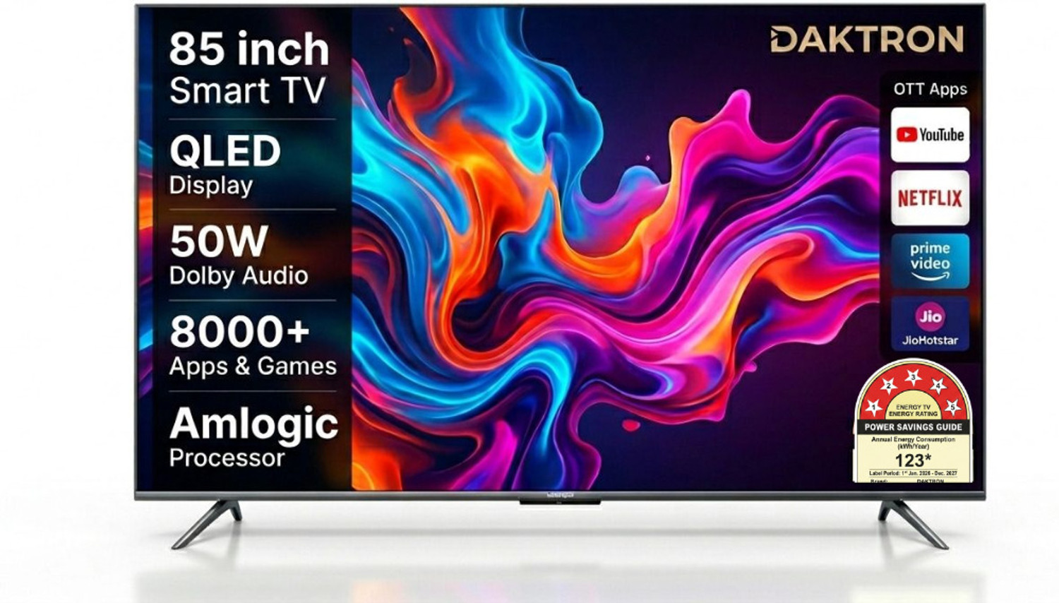 Image of DAKTRON 85 INCH Android Smart TV 215 cm (85 inch) OLED Ultra HD (4K) Smart WebOS TV 2026 Edition with Smart TV