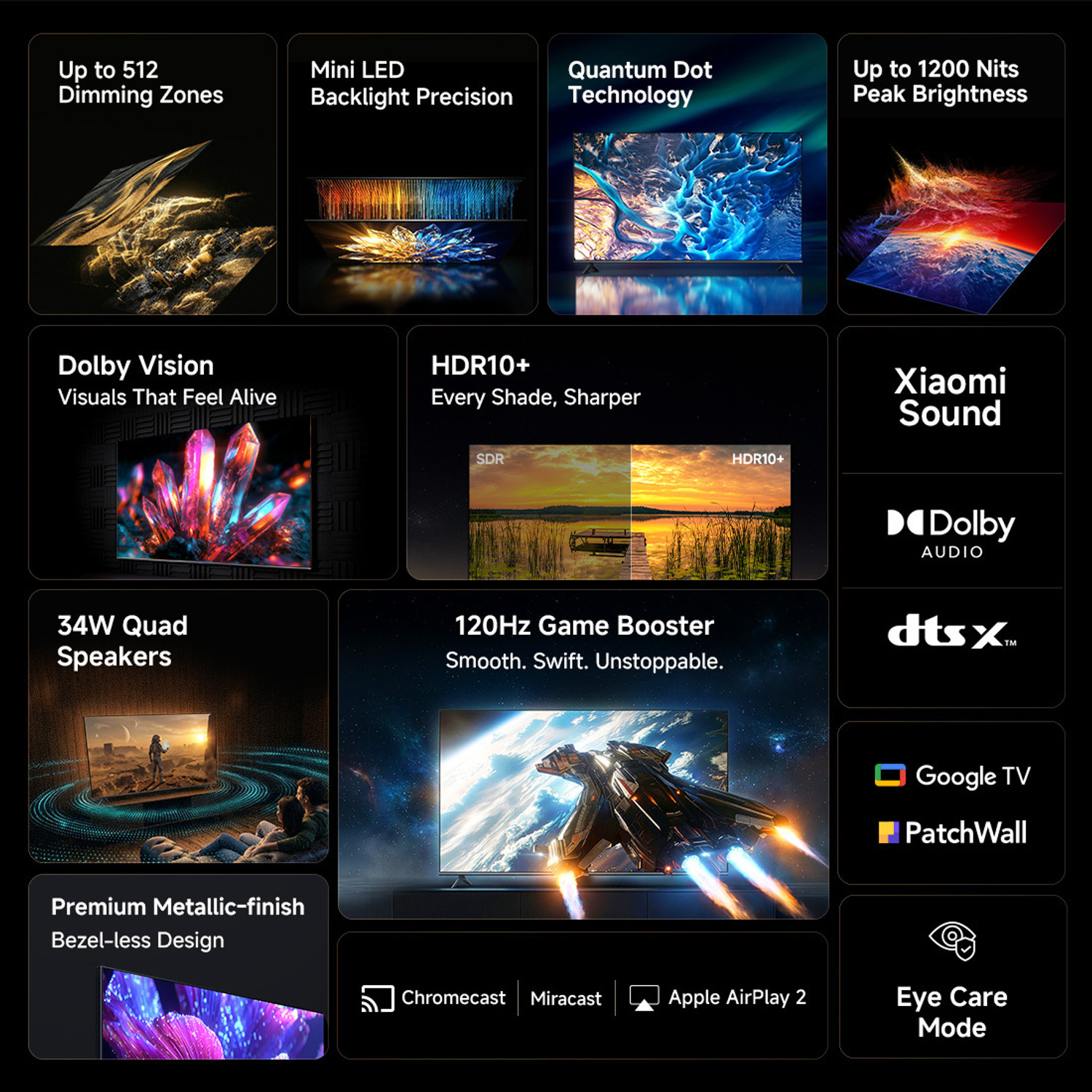 Image of XIAOMI S Series 189.23 cm (75 inch) Ultra HD (4K) Mini LED Smart Google TV 2026 Edition with Flagship Mini LED Backlight Technology Ultra High 1200 nits brightness Upto 512 local dimming zones 34W Quad Dolby Audio Quantum Dot magiQ Dolby Vision�Mi TV�