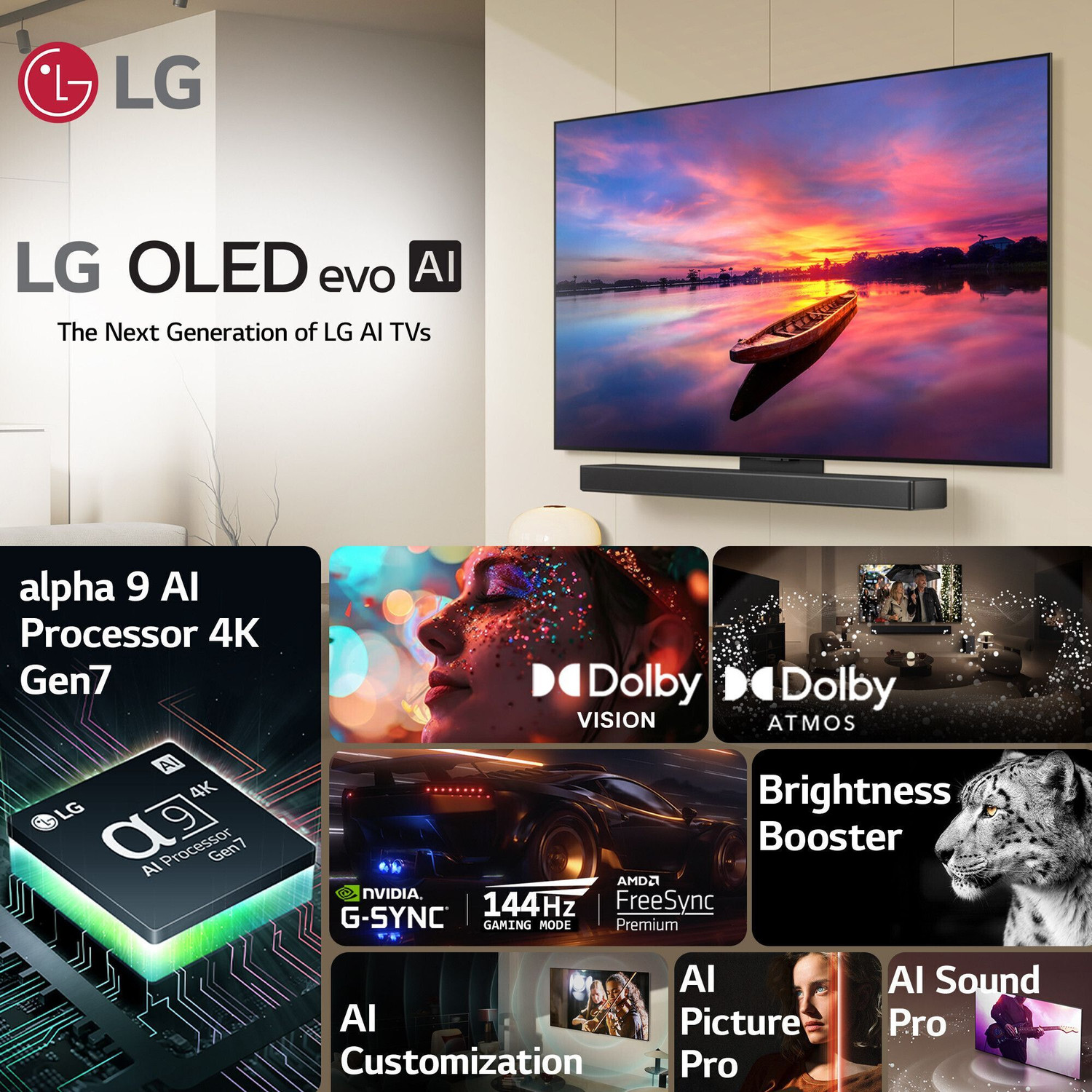 Image of LG AI TV OLED evo C4 164 cm (65 inch) OLED Ultra HD (4K) Smart WebOS TV with Alpha 9 AI Processor 4K Gen7 | AI Picture Pro | Dolby Vision | AI Sound Pro (Virtual 9.1.2ch Up-mix) | Dolby Atmos | 144Hz VRR | 40W Sound Output | Magic Remote| Nvidia G-Sync & AMD Freesync Certified