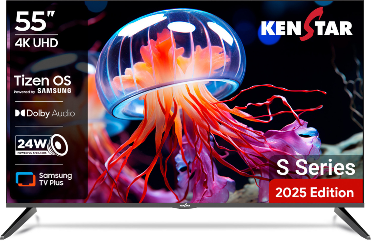 Image of Kenstar 139 cm (55 inch) Ultra HD (4K) LED Smart Tizen TV with Metal Frameless Design 24W Dolby Audio Samsung TV Plus App (100+ Live Channels) Voice enabled Remote
