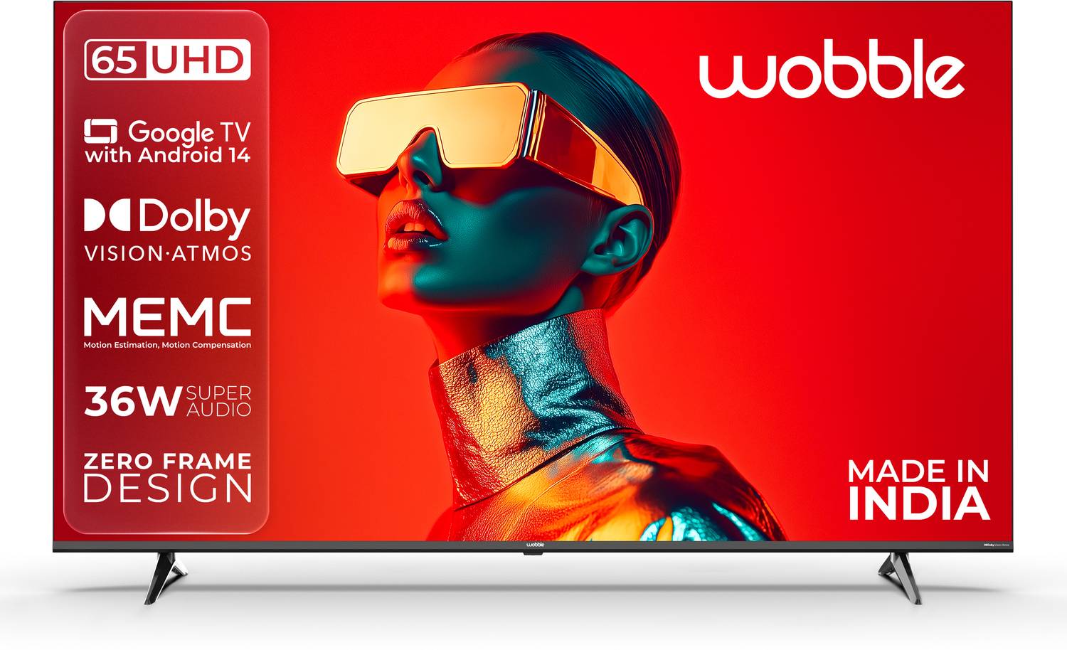 Wobble K Series 163.8 cm (65 inch) Ultra HD (4K) LED Smart Google TV 2025 Edition with MEMC Dolby Vision| 40W Dolby Atmos |Zero-Frame Design price history chart and lowest price