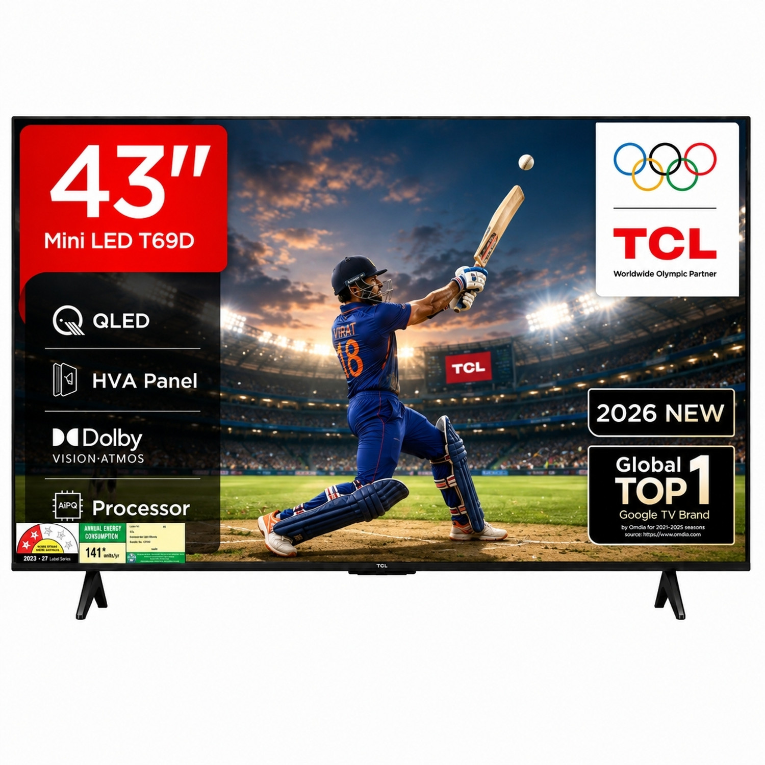 Image of TCL Tcl 108 cm (43 inch) QLED Ultra HD (4K) Smart Google TV with |Dolby Audio| 60 Hz| HDR 10+ | MEMC| VRR | NEW -2026