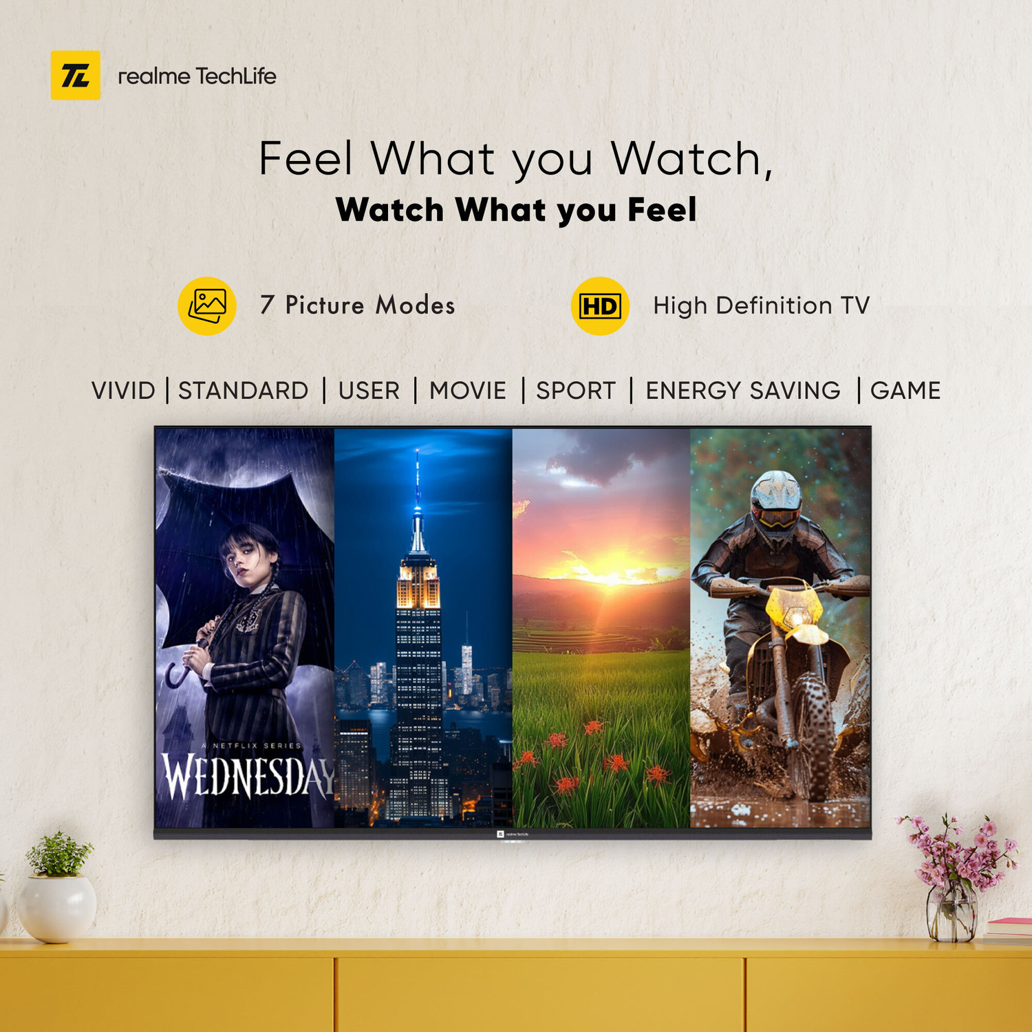 Image of realme TechLife 80 cm (32 inch) QLED HD Ready Smart Google TV with 5.0 OS, Dolby Audio, and Downfiring speaker
