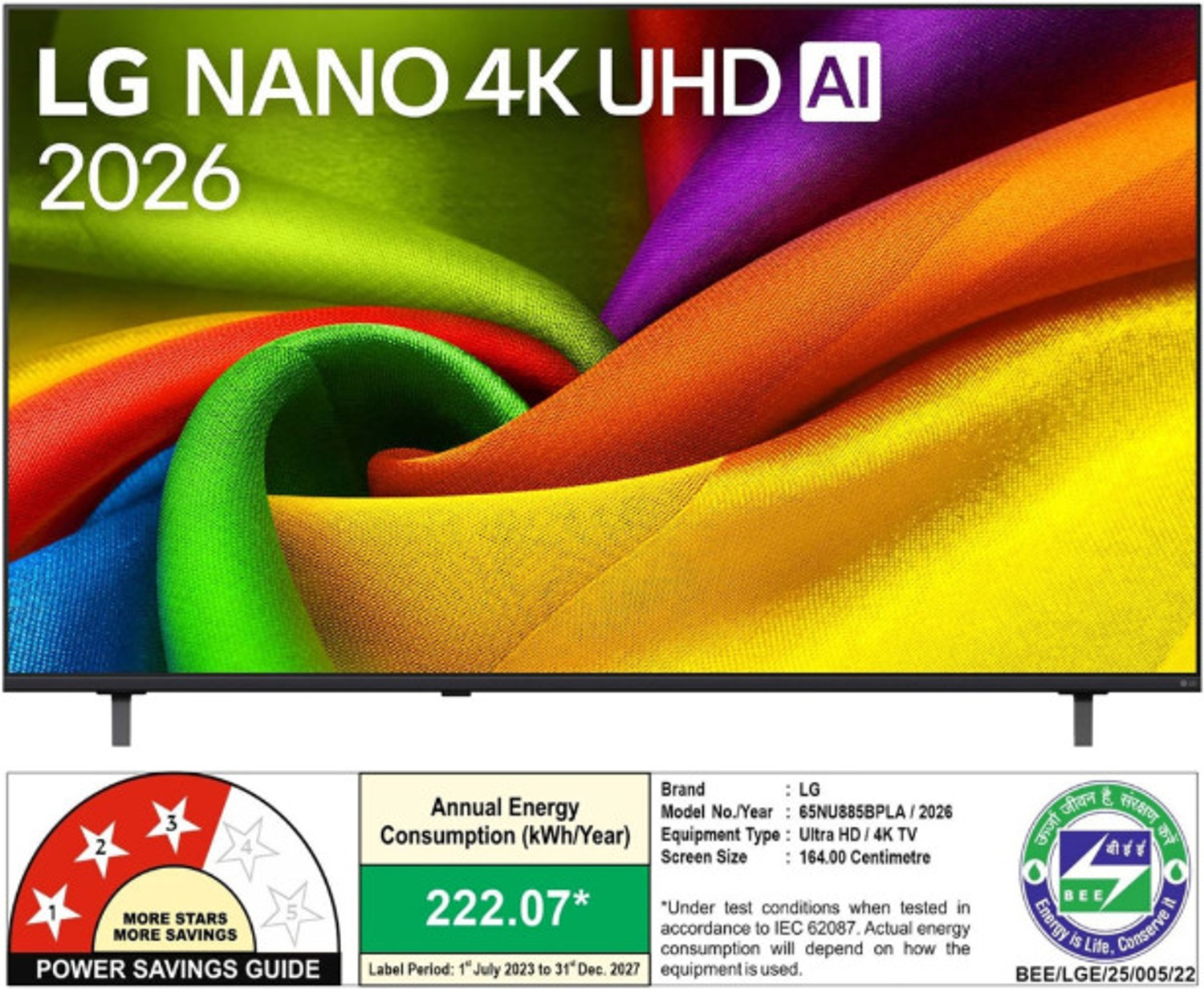 Image of LG 164 cm (65 inch) Ultra HD (4K) NanoCell Smart WebOS TV 2026 Edition with NANO 4K AI UHD TV 65NU885BPLA with α7 AI Processor 4K Gen9, with HDR10 Pro 2026
