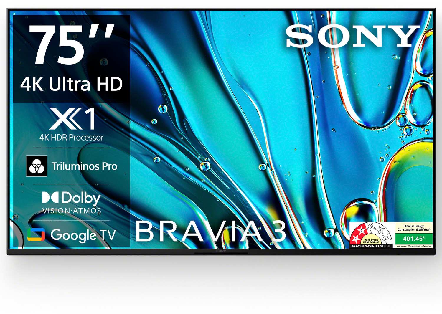 Image of SONY BRAVIA 3 189.3 cm (75 inch) Ultra HD (4K) LED Smart Google TV with Advanced AI Processor X1 HDR, Sony Picture Core, Dolby Vision Atmos (K-75S30)