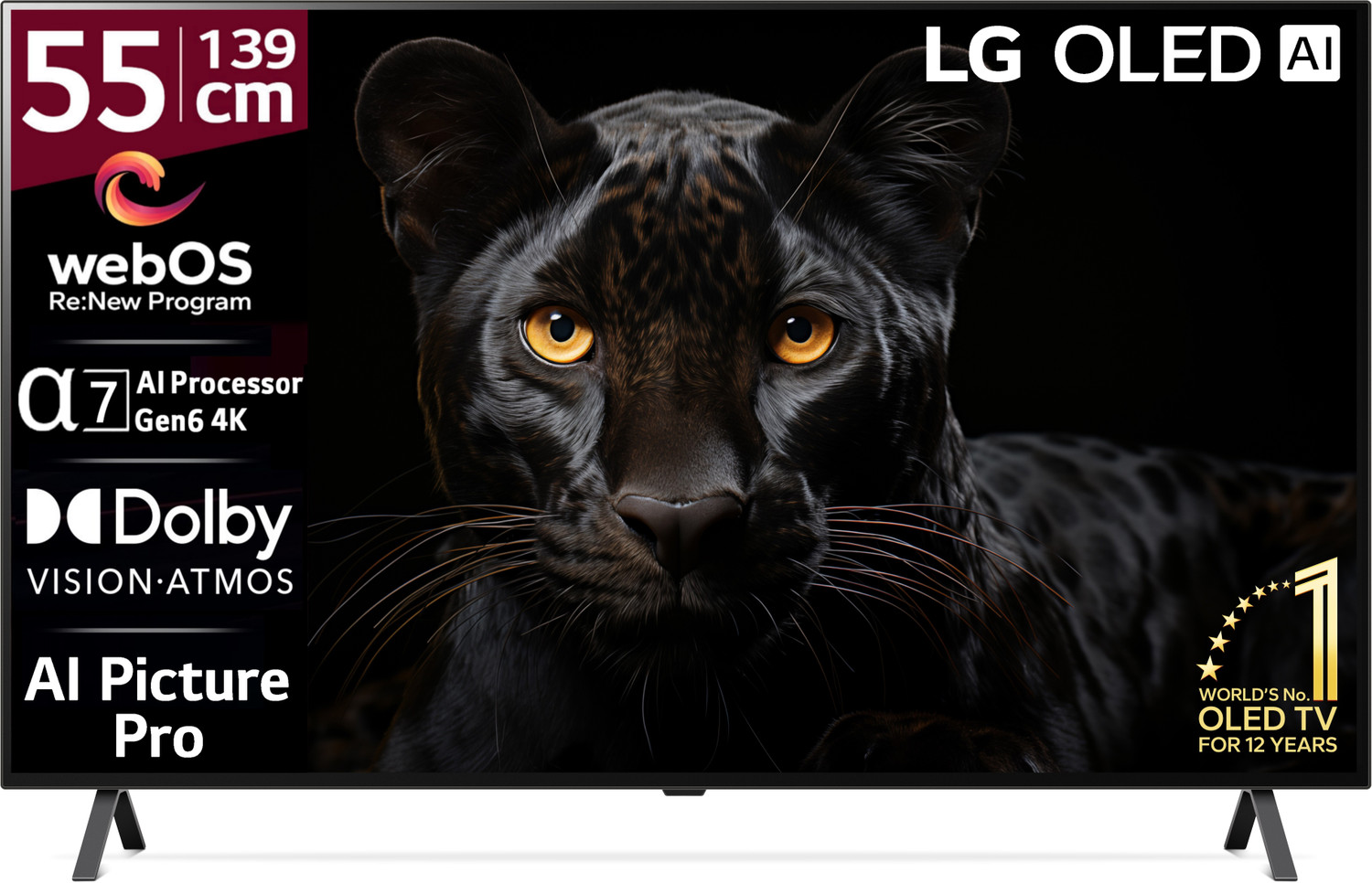 Image of LG OLED A3 139 cm (55 inch) OLED Ultra HD (4K) Smart WebOS TV with AI Processor 4K Gen6, AI Piz Refresh Rate, Game Optimizer, Magic Remote Control, 5-Year Guaranteed with New OS Experience