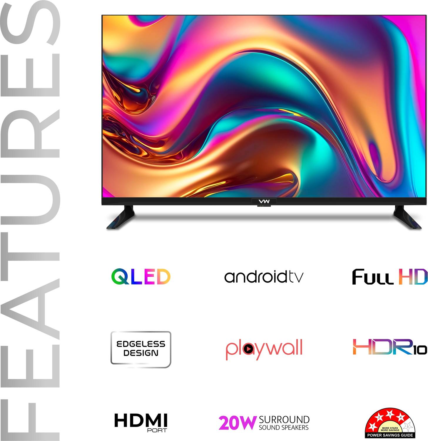 VW OptimaX 43 inch QLED Smart Android TV - Image 2