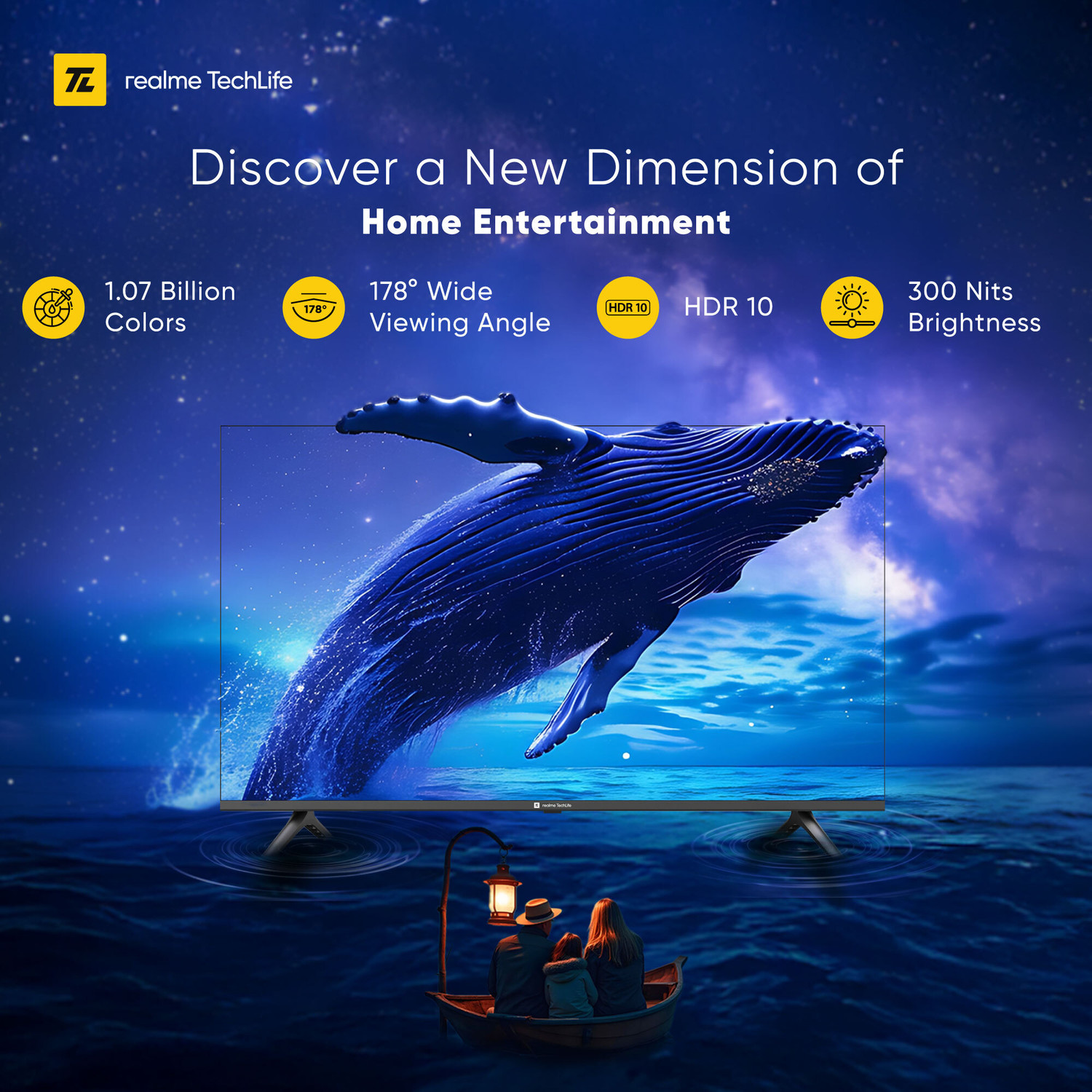 Image of realme TechLife 108 cm (43 inch) QLED Ultra HD (4K) Smart Google TV 2026 Edition with 5.0 OS, Dolby Audio, and 30 W downfiring speaker