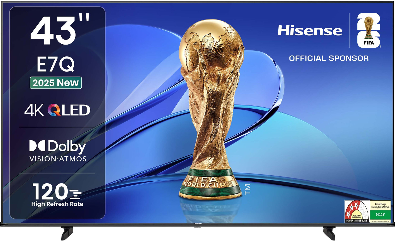 Image of Hisense 43E7Q 108 cm (43 inch) QLED Ultra HD (4K) Smart VIDAA TV with Dolby Vision Atmos, 120 High Refresh Rate, AI 4K Upscaler