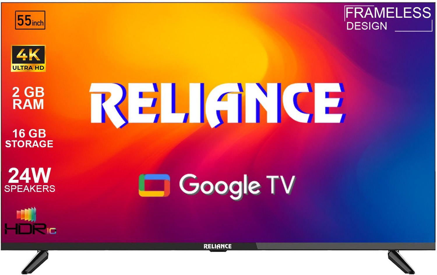 Image of Reliance 139 cm (55 inch) QLED Ultra HD (4K) Smart Google TV with support all OTT Apps & A large Storage