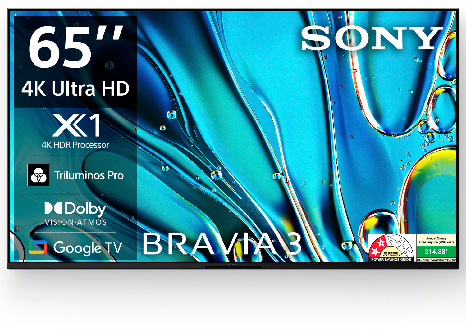 Image of SONY BRAVIA 3 163.9 cm (65 inch) Ultra HD (4K) LED Smart Google TV with Advanced AI Processor X1 HDR, Picture Core, Dolby Vision Atmos
