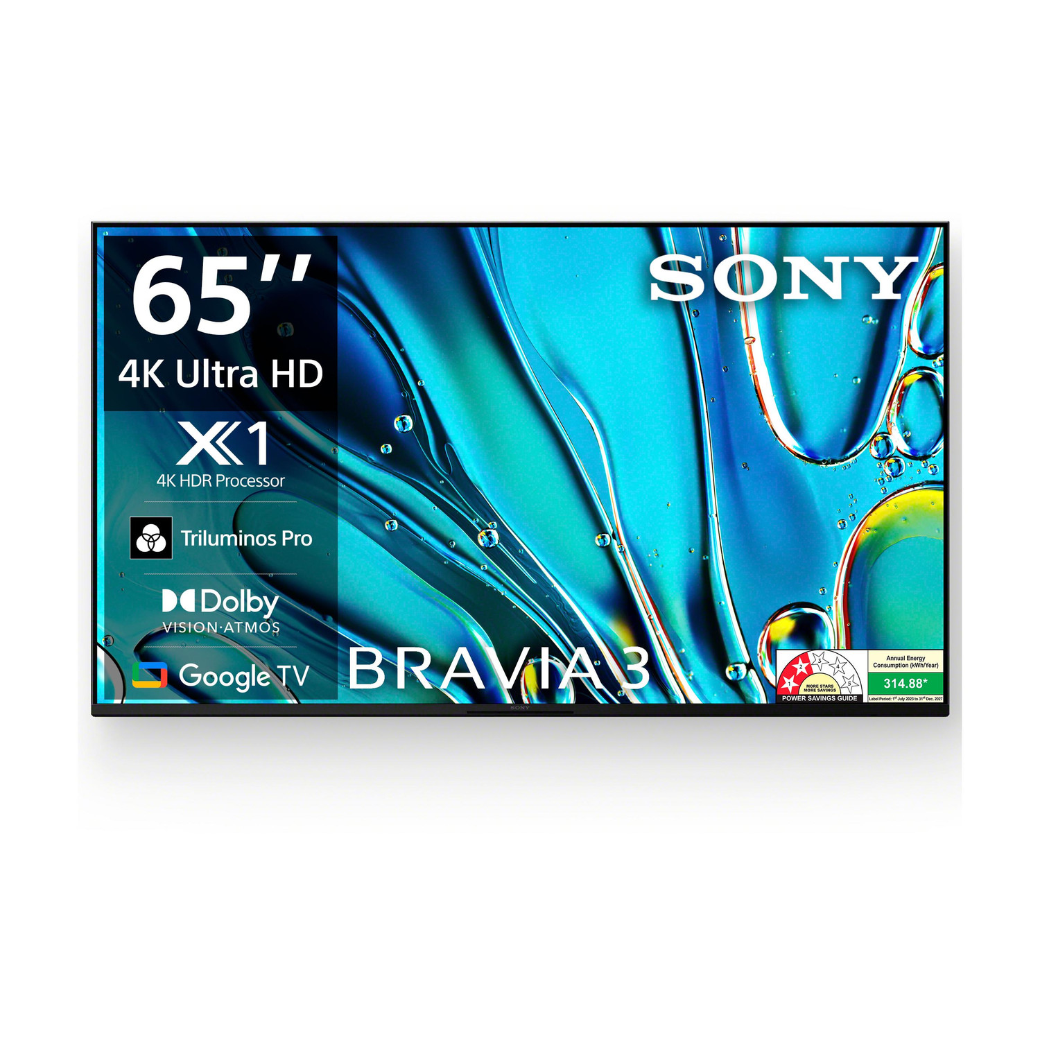 Image of SONY BRAVIA 3 163.9 cm (65 inch) Ultra HD (4K) LED Smart Google TV with Advanced AI Processor X1 HDR, Picture Core, Dolby Vision Atmos (K-65S30)