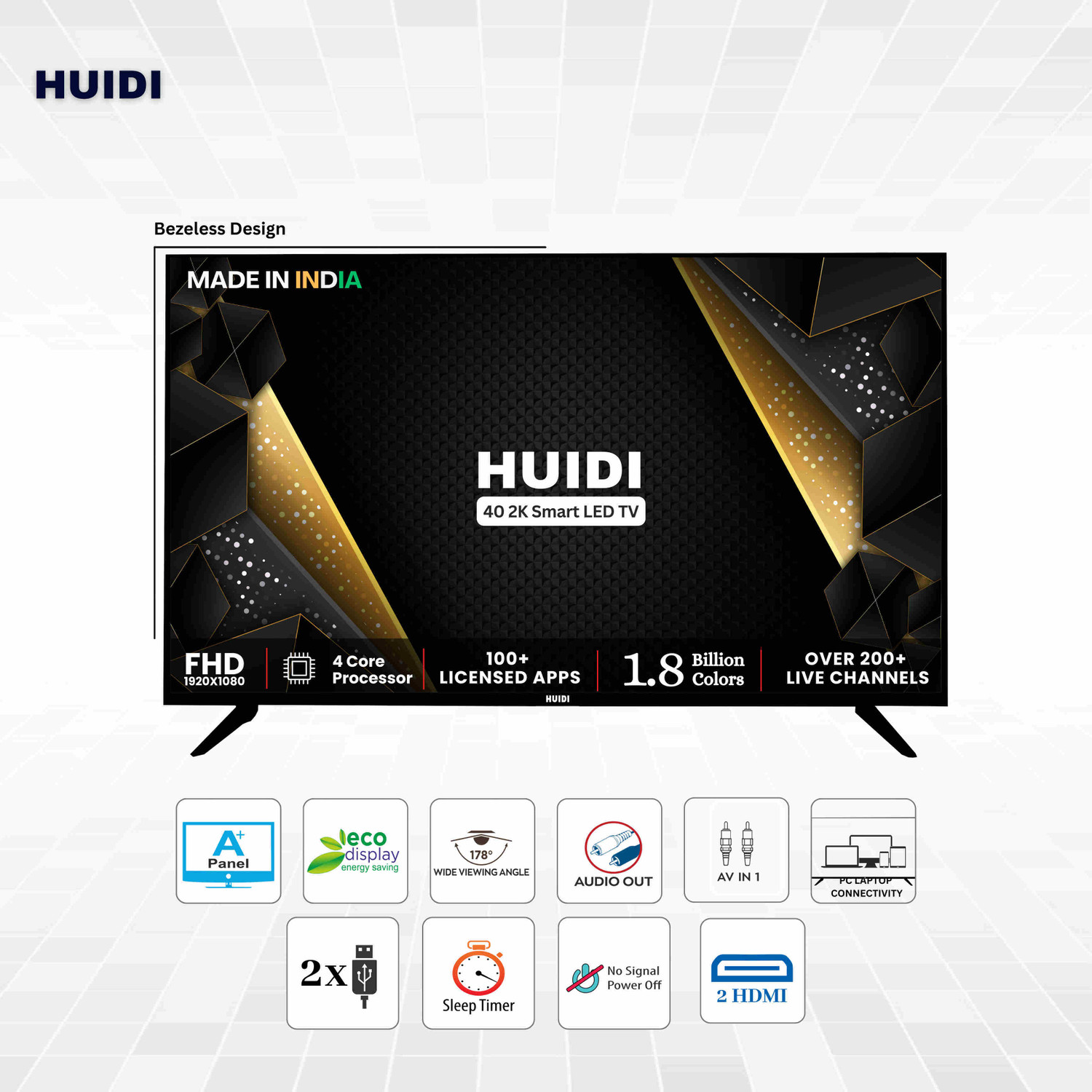 Image of HUIDI 100 cm (40 inch) Full HD LED Smart Android TV