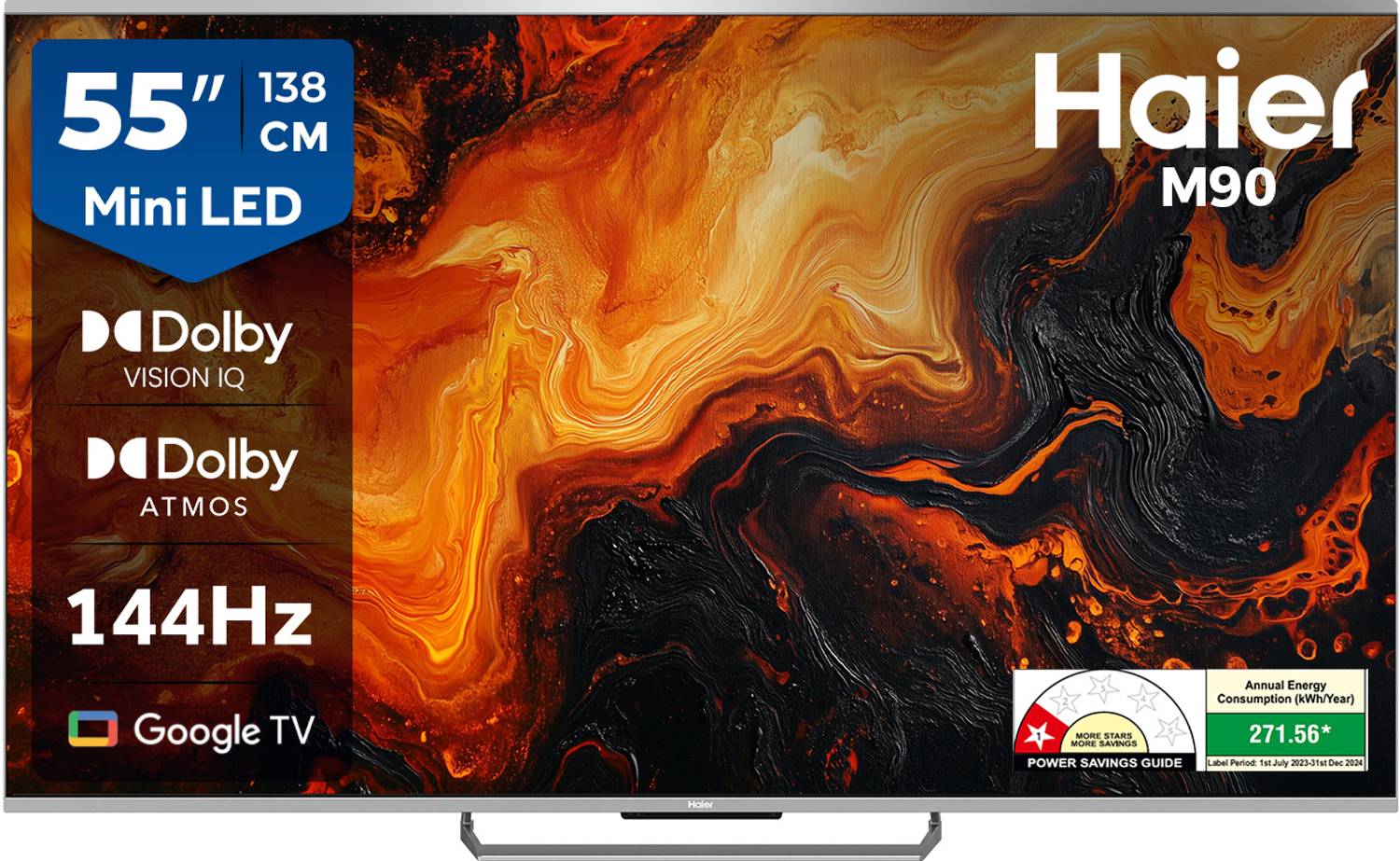Haier M90 139 cm (55 inch) Ultra HD (4K) Mini LED Smart Google TV with Dolby Vision IQ |Dolby Atmos | 2.1 Ch 50W Speaker with Subwoofer| Solar Remote (H55M90EUX) deal from flipkart Haier M90 139 cm (55 inch) Ultra HD (4K) Mini LED Smart Google TV with Dolby Vision IQ |Dolby Atmos | 2.1 Ch 50W Speaker with Subwoofer| Solar Remote (H55M90EUX) deal from flipkart