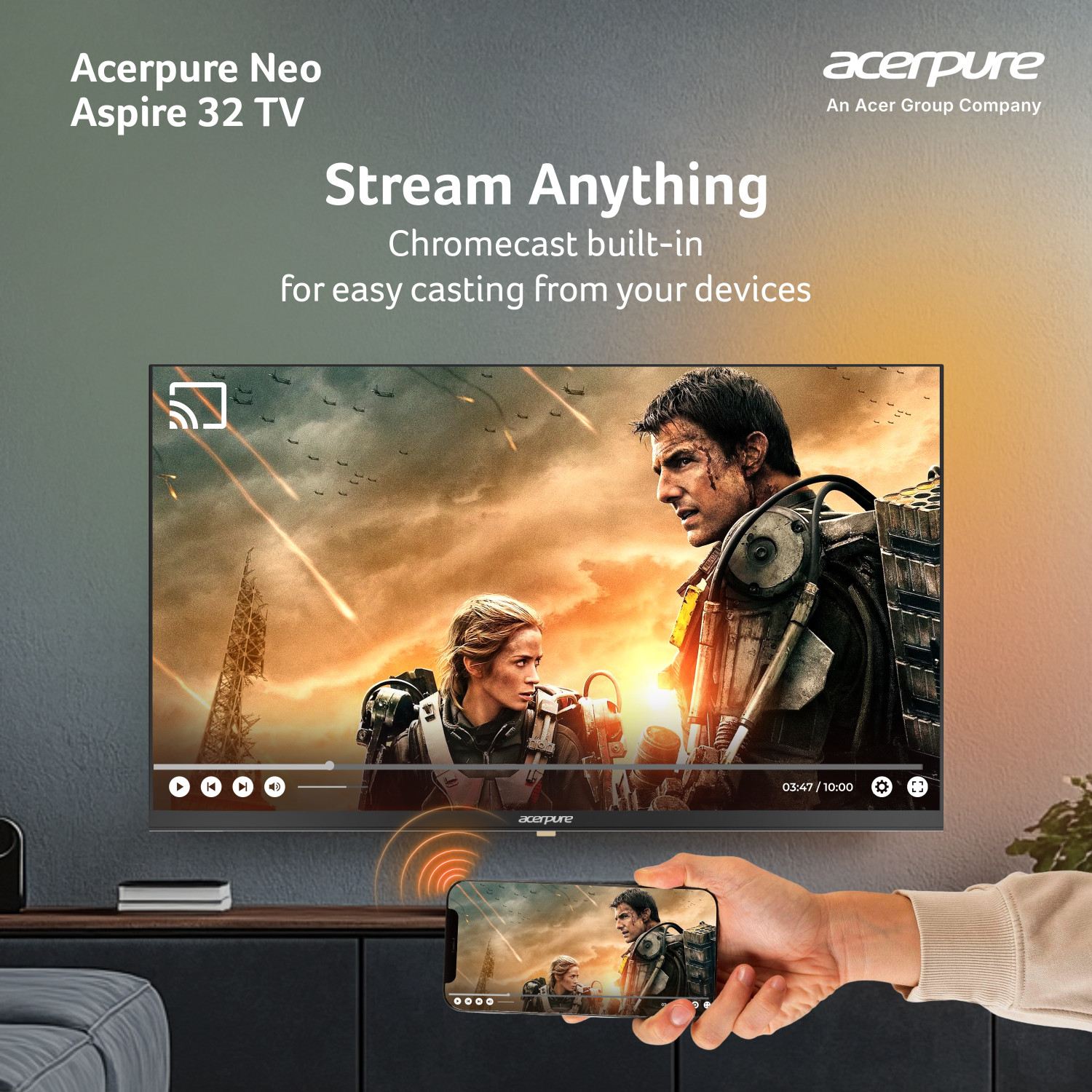 Image of acerpure Aspire Neo 80 cm (32 inch) HD Ready LED Smart Google TV with GTV 5.0 | Ref+ with Android 14 (Black)|30W Dolby Audio| Live TV | Free to Air Channels |HDR 10 | Wall Mount Included