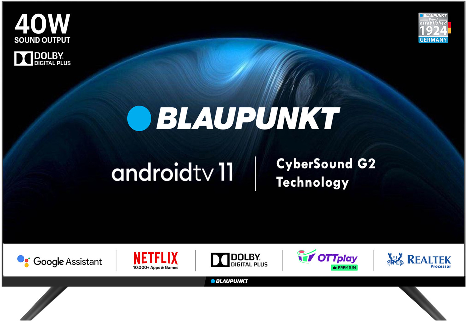 Image of Blaupunkt CyberSound G2 Series 80 cm (32 inch) HD Ready LED Smart Android TV with Dolby Digital Plus & 40 W Sound Output
