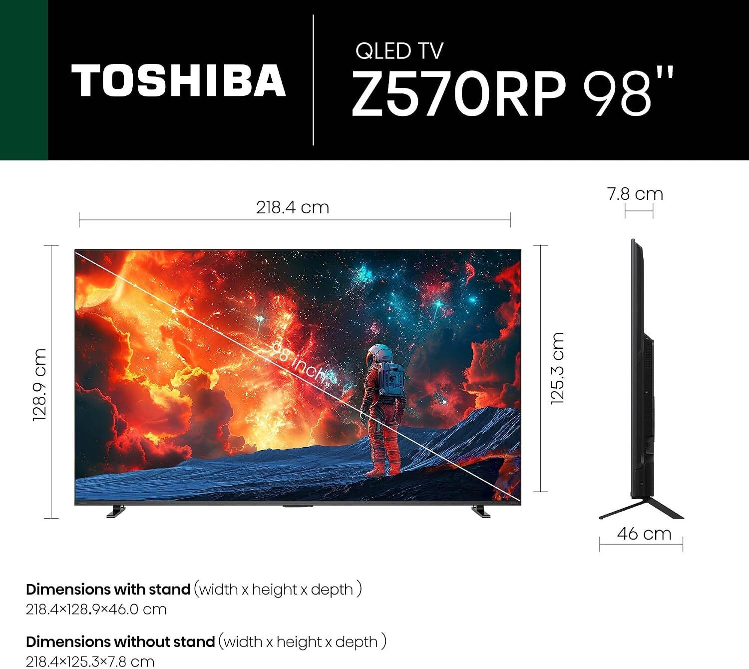 Image of TOSHIBA Z570RP 247.5 cm (98 inch) QLED Ultra HD (4K) Smart VIDAA TV