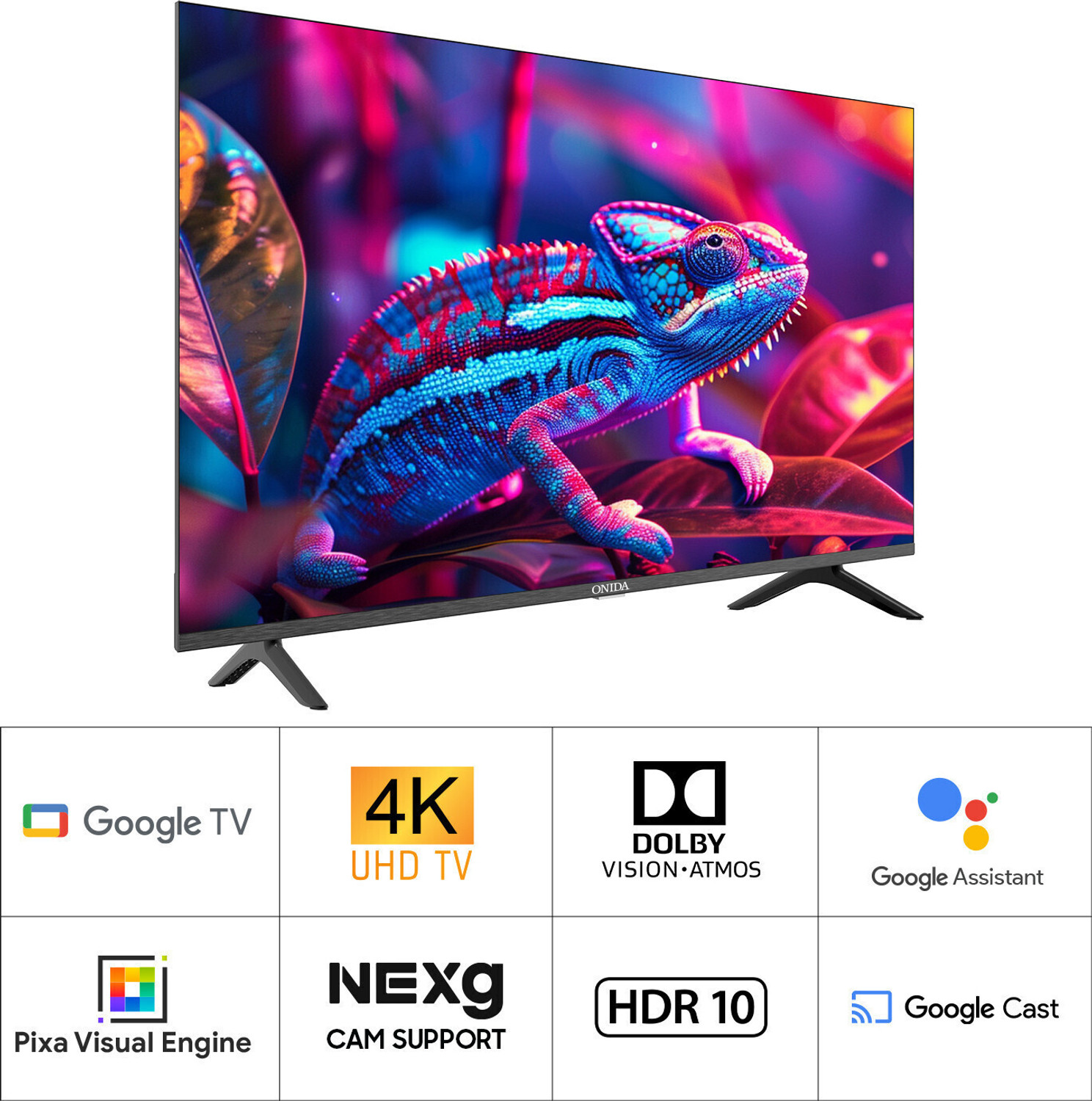 Image of ONIDA NEXg 138.68 cm (55 inch) Ultra HD (4K) LED Smart Google TV with Nexg Processor ,Dolby Vision , Dolby Atmos 24W, MEMC, 60 Hz Refresh Rate with 500W Pulsating Sound Output