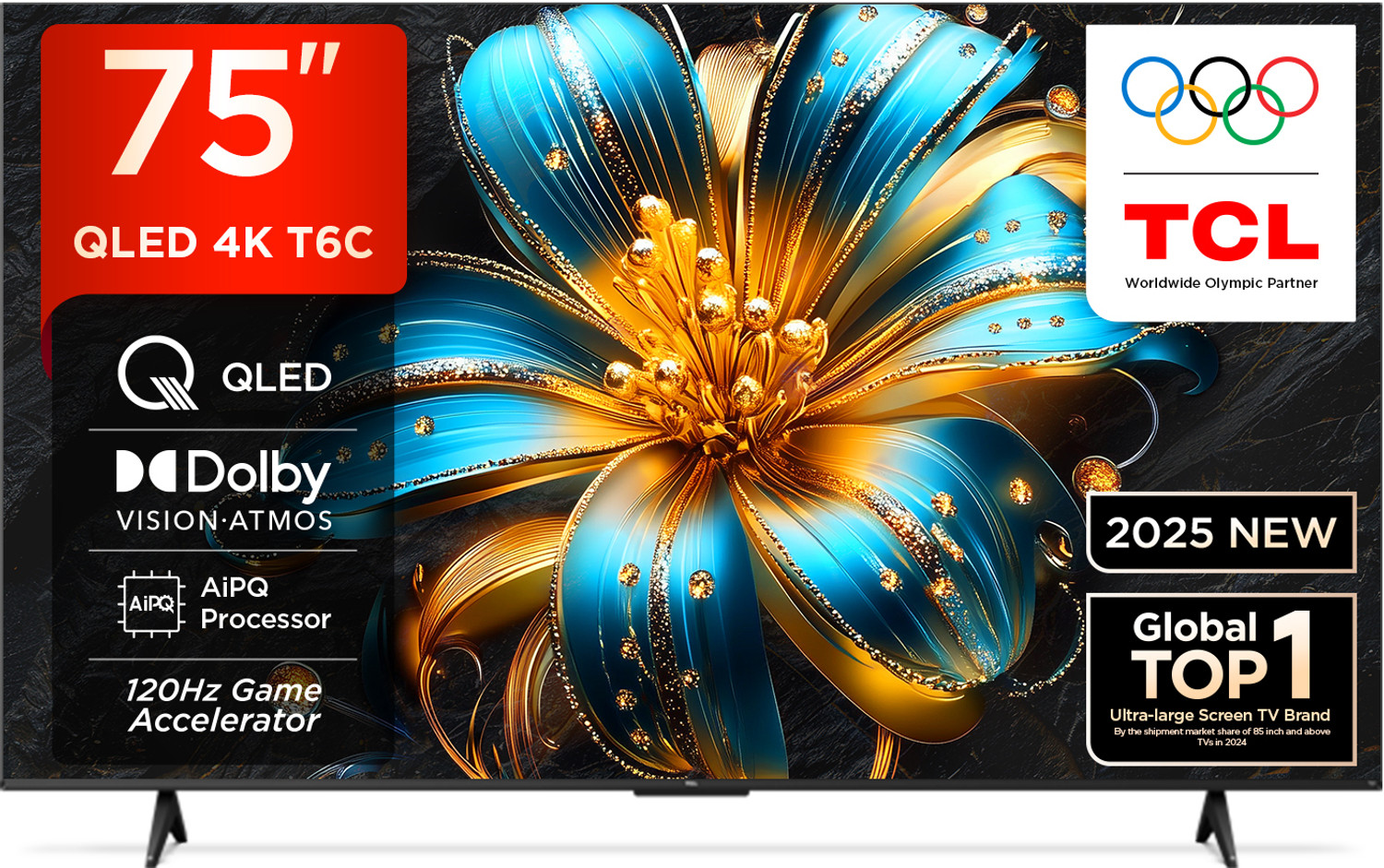Image of TCL T6C 189 cm (75 inch) QLED Ultra HD (4K) Smart Google TV with HDR 10+ | Dolby Vision- Atmos 30W |120 Hz Game Accelerator (DLG) | Metallic Bezel-Less