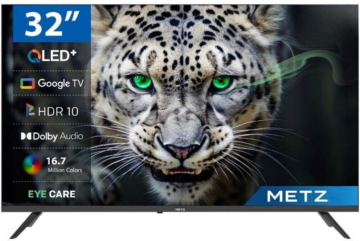 Image of Metz Frameless 81.28 cm (32 inch) QLED HD Ready Smart Google TV with Dolby Audio, 20W Speaker Output, Micro Border Design, Eye Care Technology