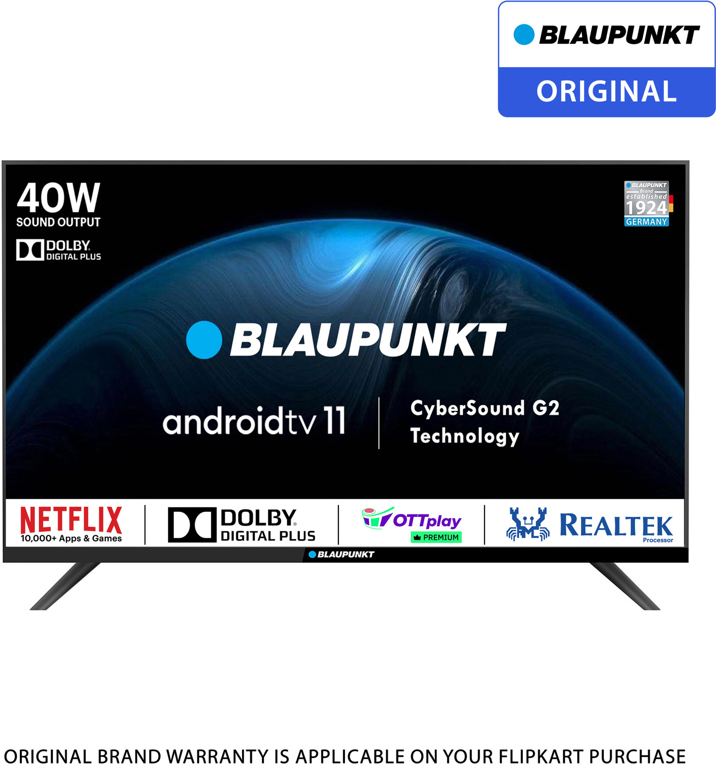Image of Blaupunkt CyberSound G2 Series 80 cm (32 inch) HD Ready LED Smart Android TV with Dolby Digital Plus & 40 W Sound Output