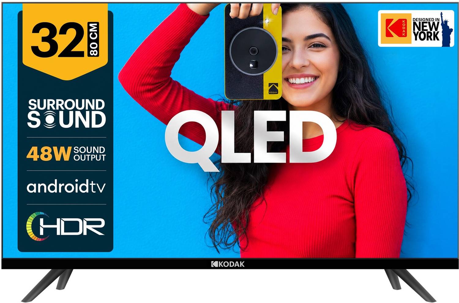 KODAK Matrix 80 cm (32 inch) QLED HD Ready Smart Android TV with Dolby Digital Plus | 48W Sound Output | DTS Trusurround | Google Assistant | Dual Band Wi-Fi | Bezel -Less Design
