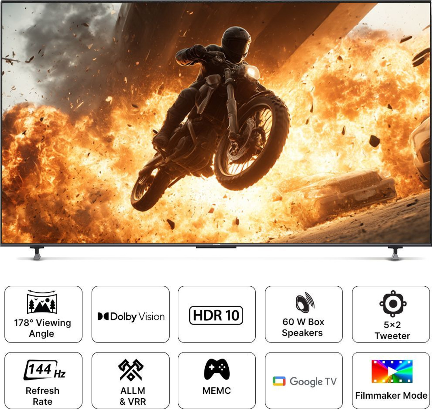 Image of acerpure Nitro Z Series 254 cm (100 inch) QLED Ultra HD (4K) Smart Google TV with 144 Hz GTV 3.0 AP100UG75PNTO5| Android 11 |Dolby Vision & Dolby Atmos|60W Sound| ALLM |VRR | MEMC |Gaming |Wall Mount | Dual Wi-Fi