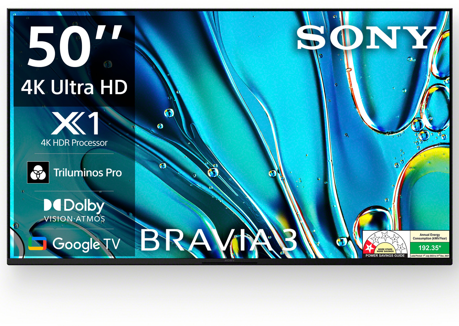 Image of SONY BRAVIA 3 125.7 cm (50 inch) Ultra HD (4K) LED Smart Google TV with Advanced AI Processor X1 HDR, Sony Picture Core, Dolby Vision Atmos