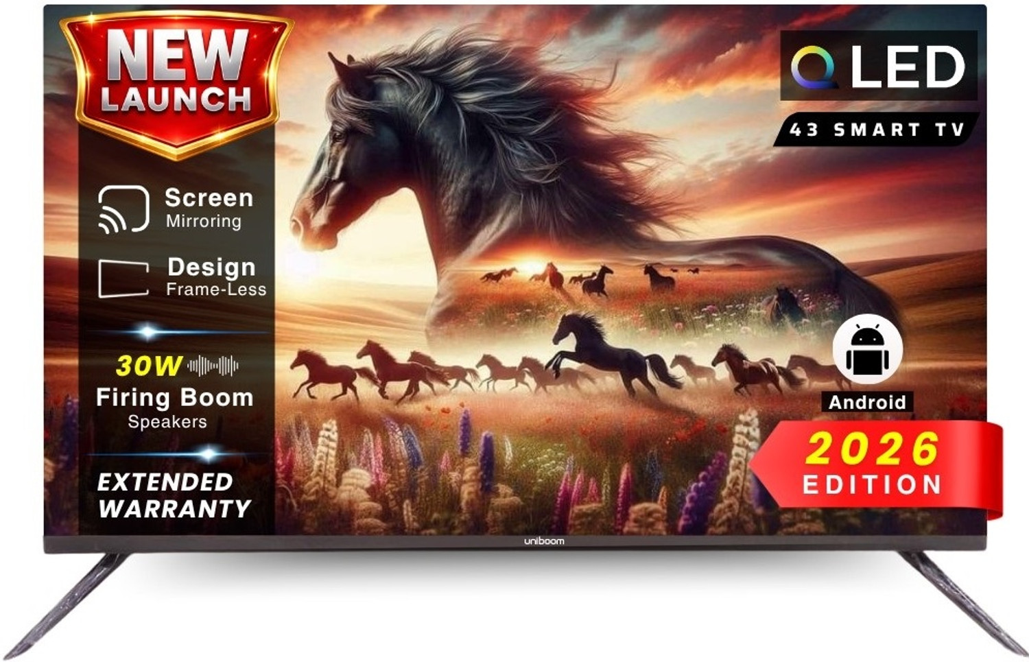 Image of Uniboom 108 cm (43 inch) QLED Full HD Smart Android TV 2026 Edition