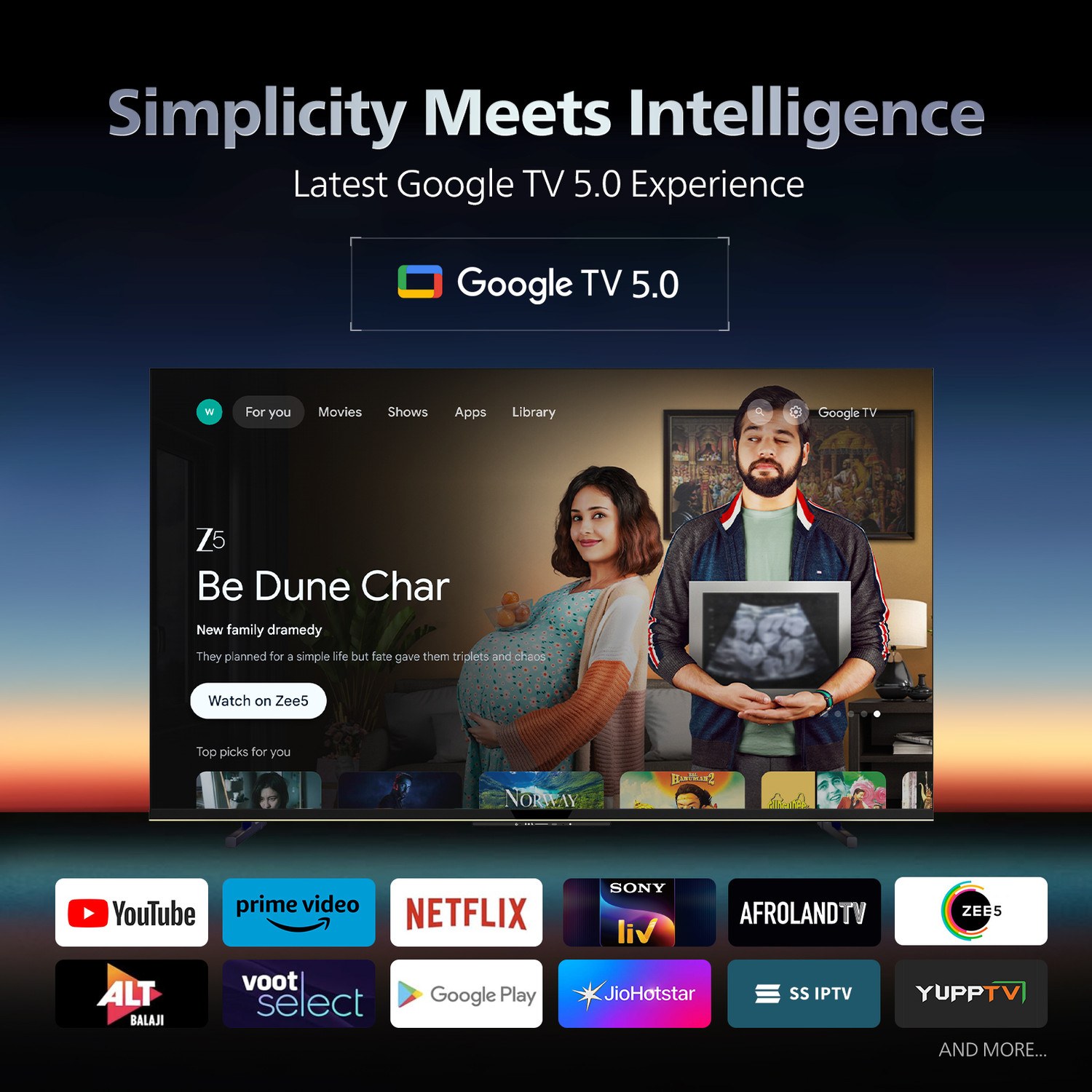 Image of PHILIPS 189 cm (75 inch) Ultra HD (4K) Mini LED Smart Google TV 2026 Edition with Local Dimming Dolby Vision & HDR10+ 36W Dolby Atmos 120Hz Game Accelerator Filmmaker Mode Wider Colour Gamut Ultra Narrow Bezel 2GB RAM + 32 GB Storage