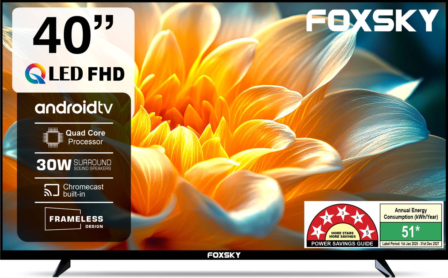 Foxsky 102 cm (40 inch) QLED Full HD Smart Android TV 2026 Editio