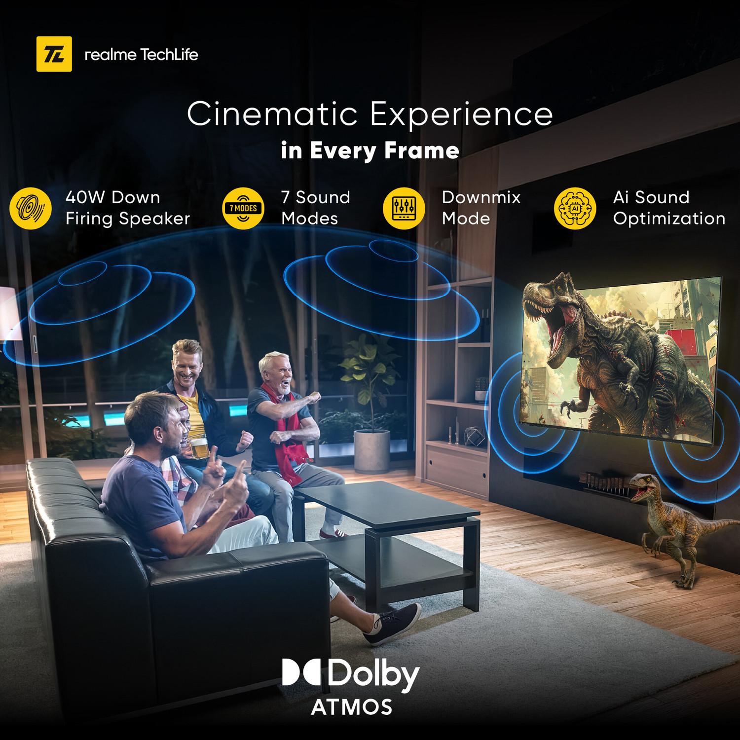 Image of realme TechLife 165 cm (65 inch) Ultra HD (4K) LED Smart Google TV with 5.0 with Dolby Audio, and 40 W downfiring speaker
